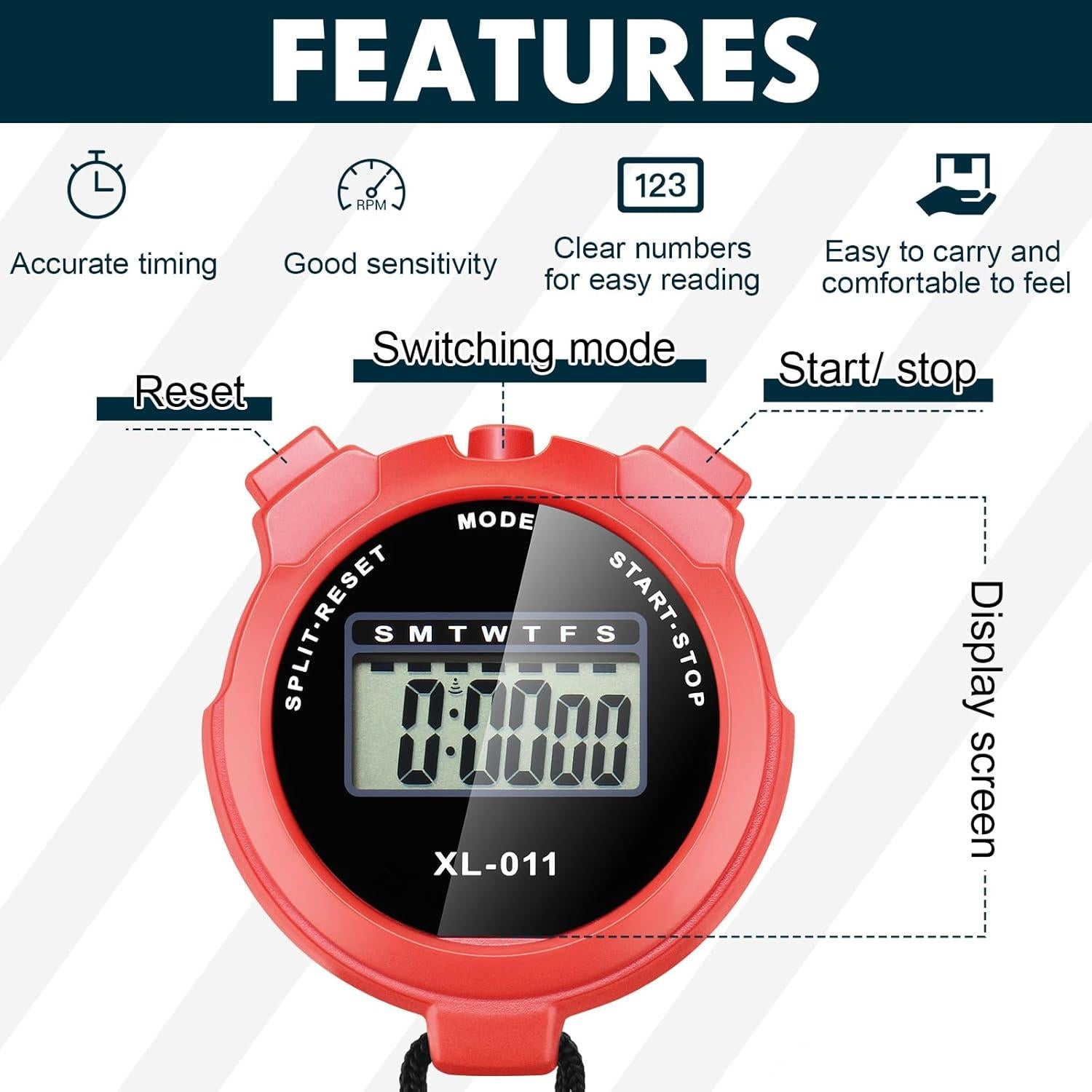 Cronómetros Digitales Kanayu 56 Pcs a Prueba de Golpes