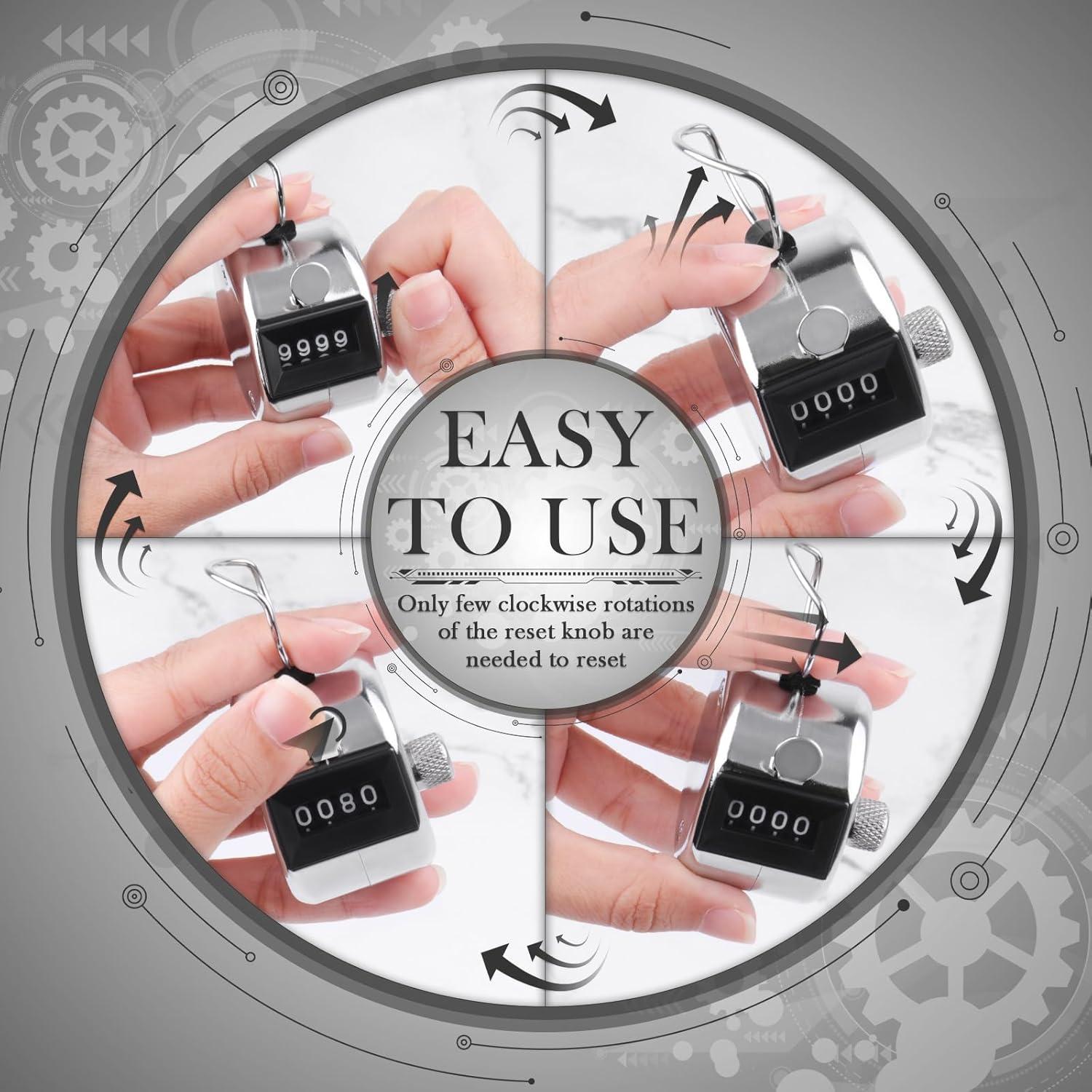 Contador Clicker HCFGS de Mano Metal 4 Dígitos Plata