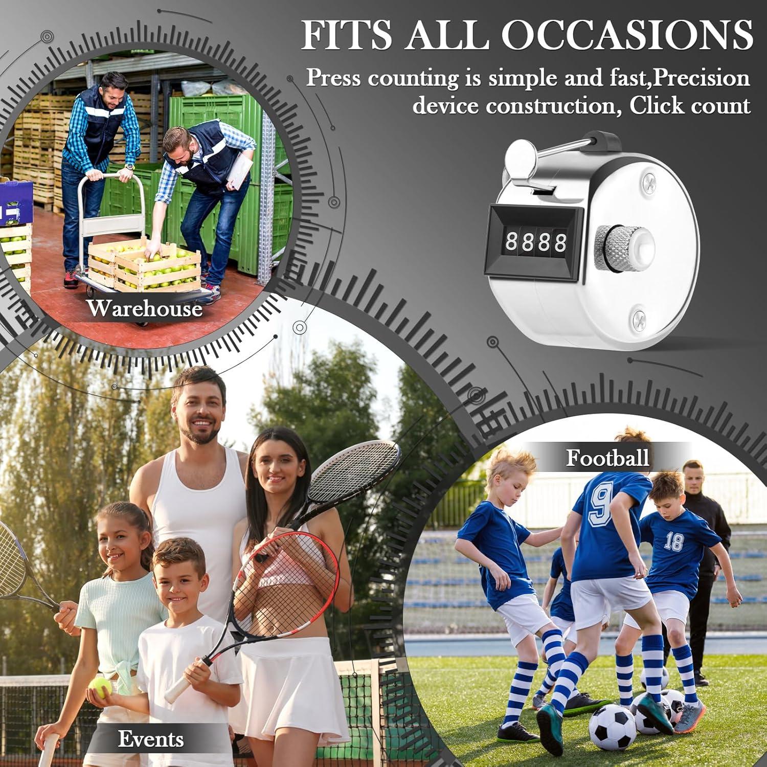 Contador Clicker HCFGS de Mano Metal 4 Dígitos Plata