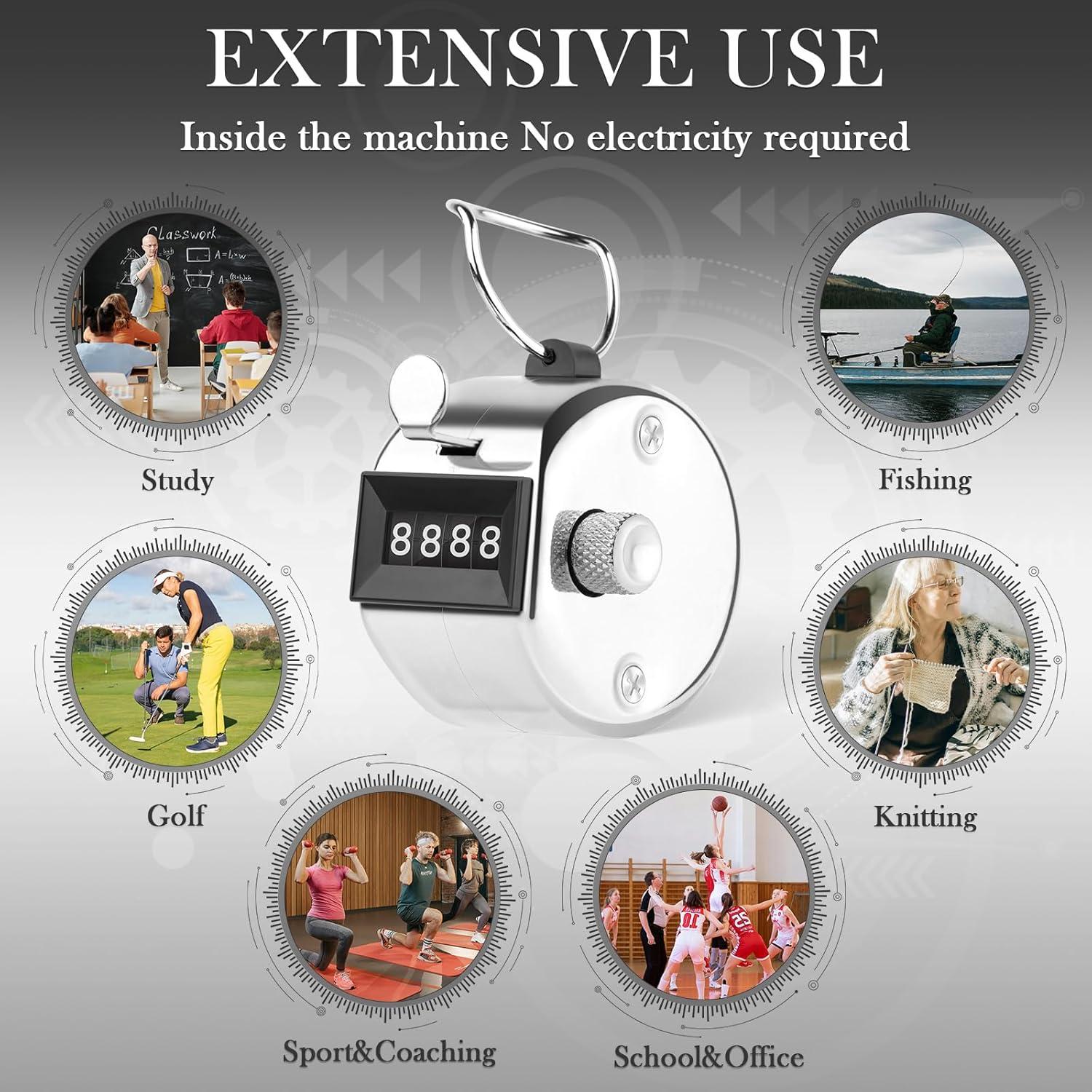 Contador Clicker HCFGS de Mano Metal 4 Dígitos Plata