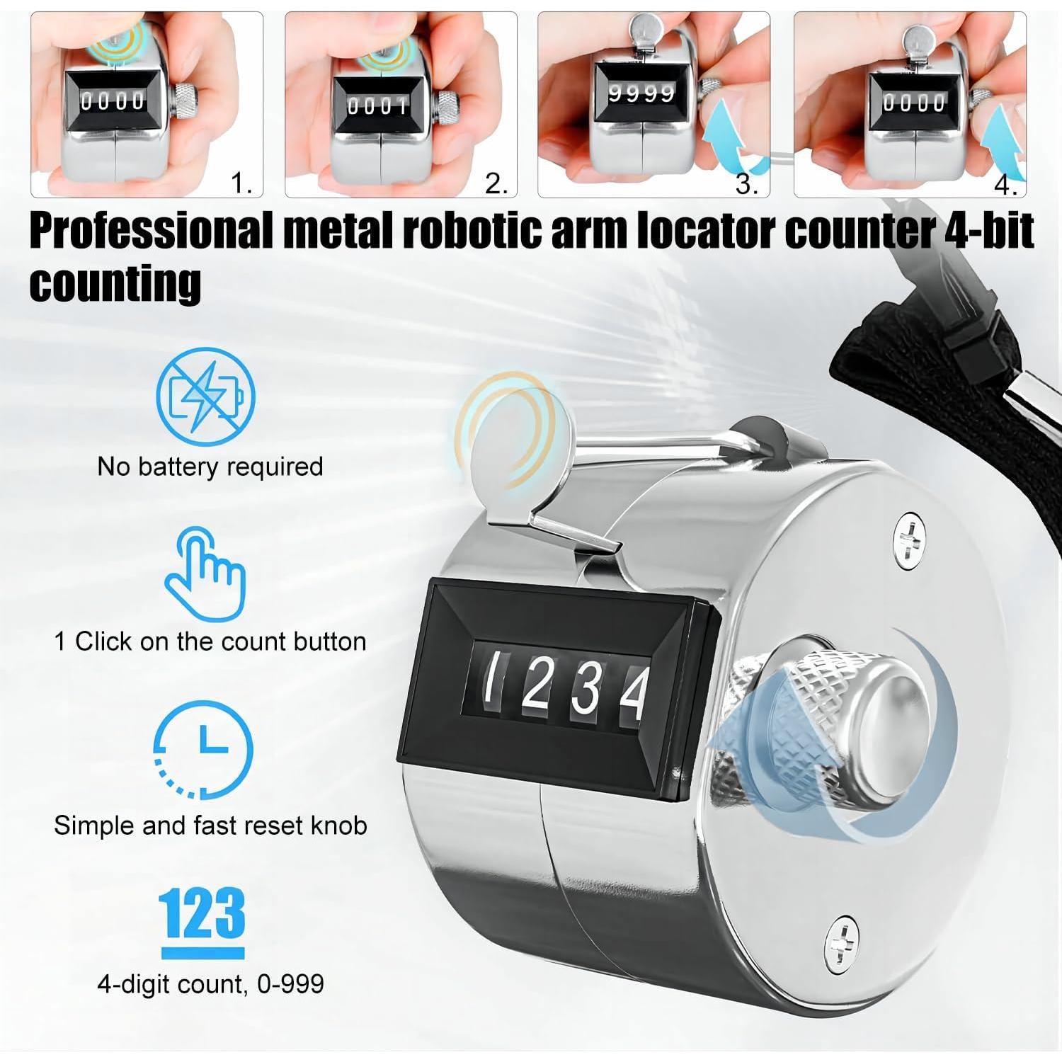 Contador Manual Clicker Othmro 2 Pcs Metal Plata 9999