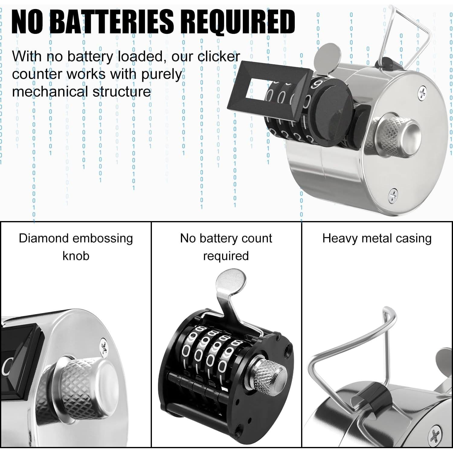 Contador Manual Clicker Othmro 2 Pcs Metal Plata 9999
