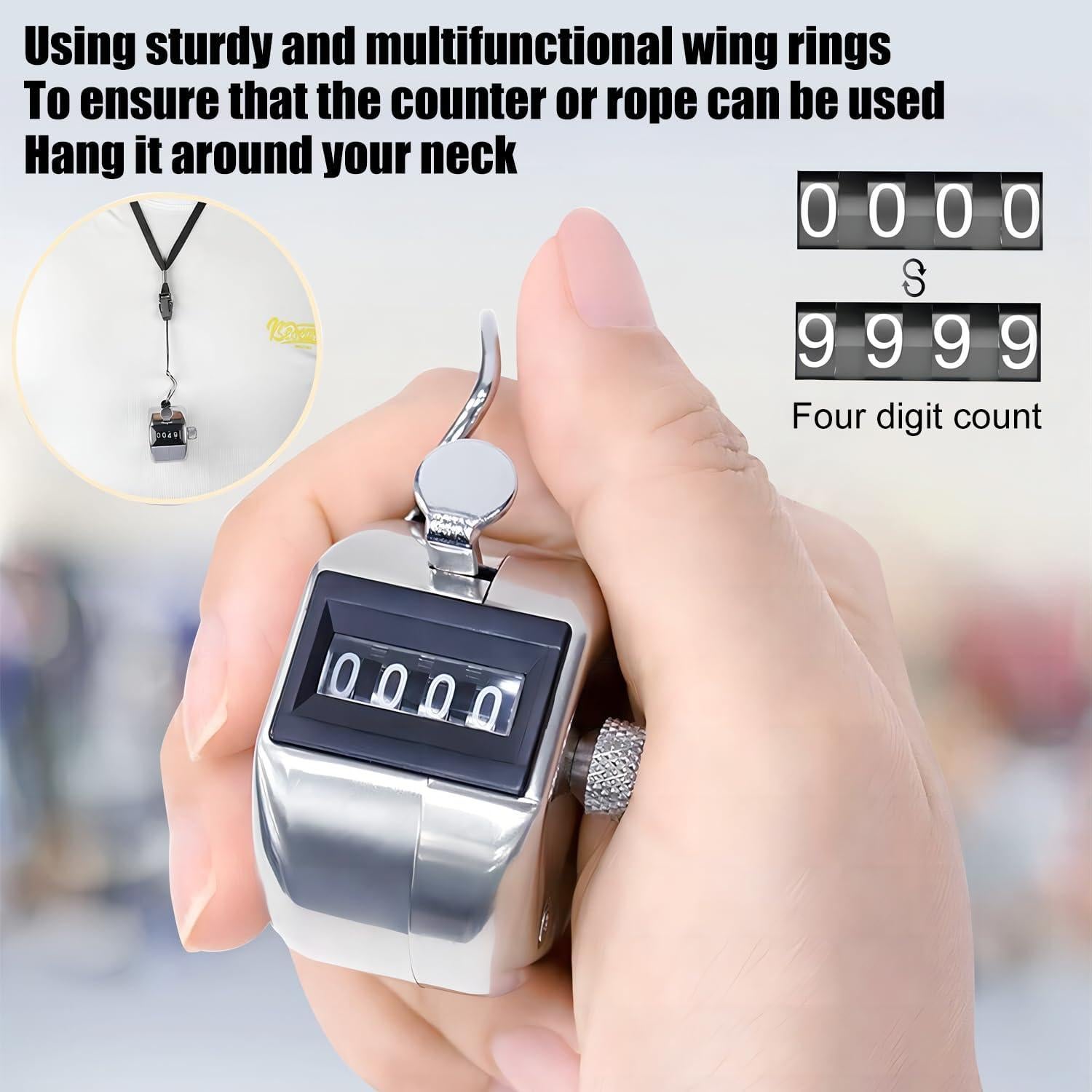 Contador Manual Clicker Othmro 2 Pcs Metal Plata 9999