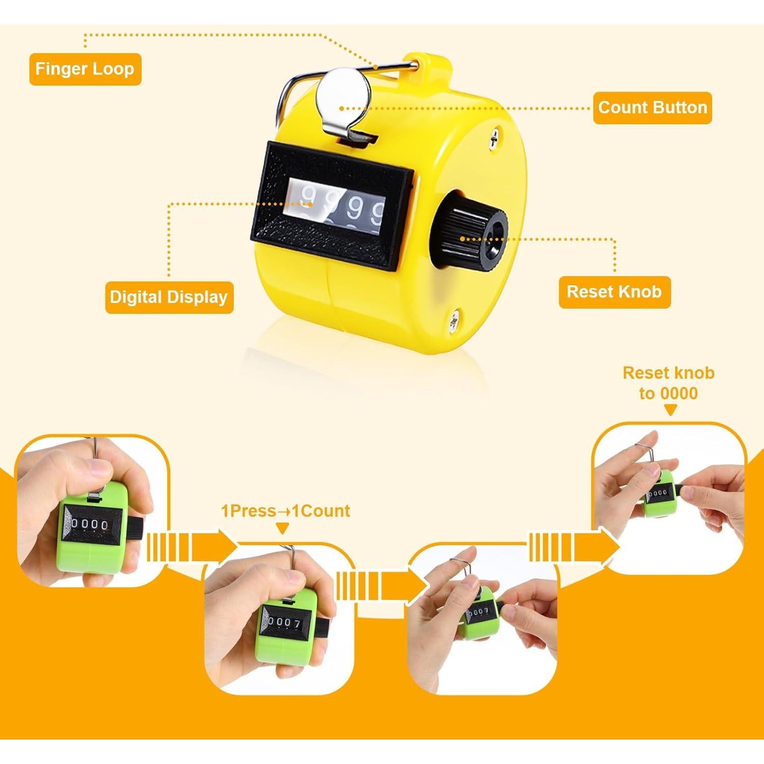 16 Contadores de Clicker de Mano JOUTYFOR 4 Dígitos Coloridos