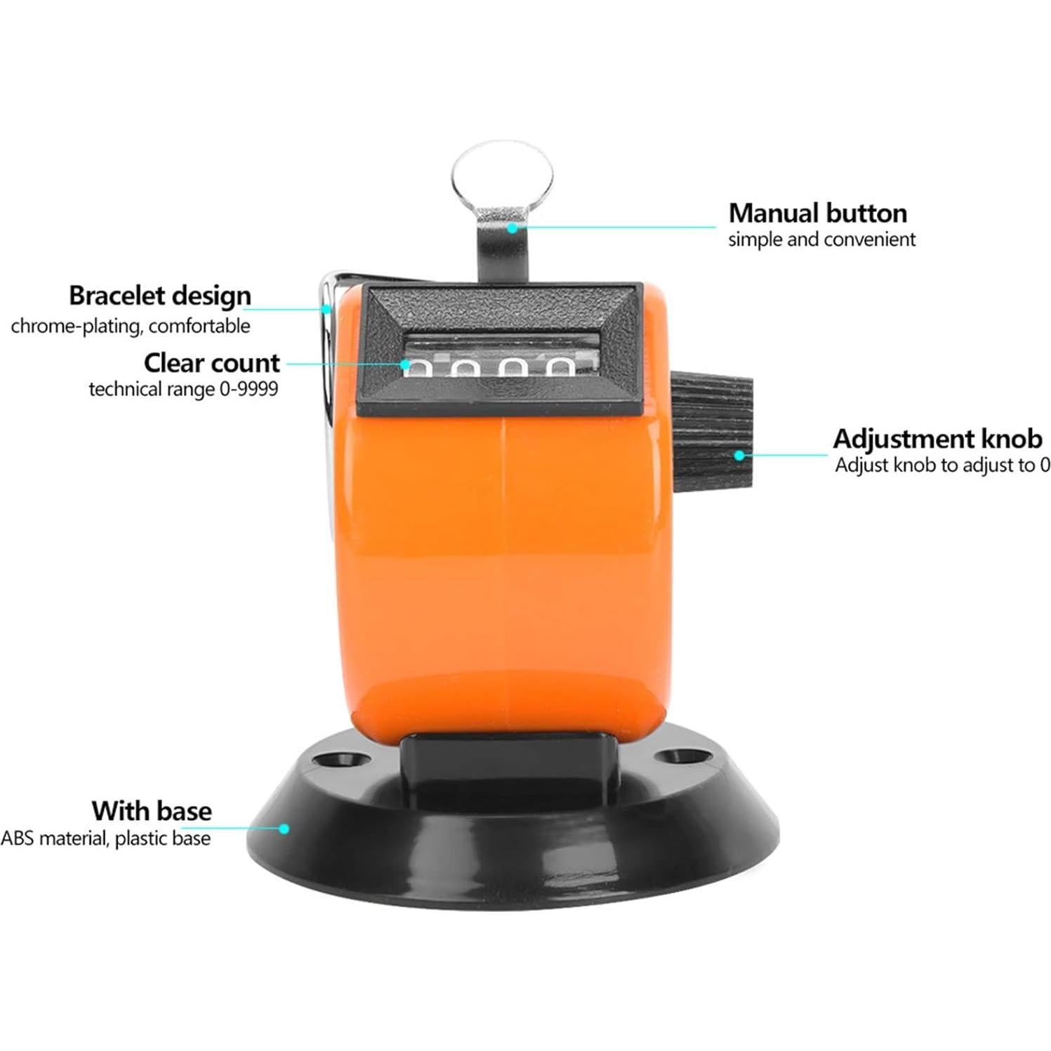 Contador Manual Hilitand 4 Dígitos ABS Naranja 0-9999