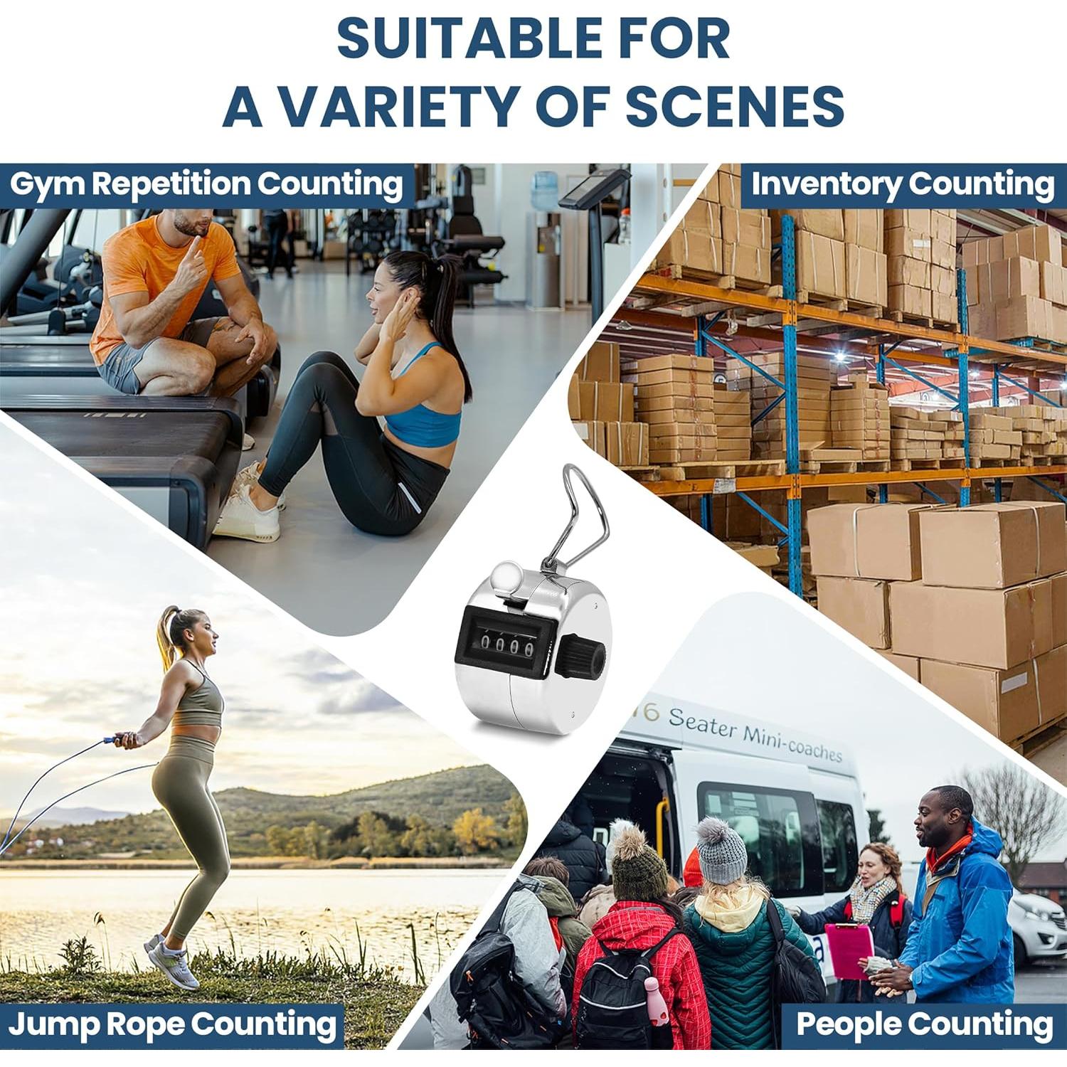 Contador de mano digital AMTAST 9999 dígitos metal plateado