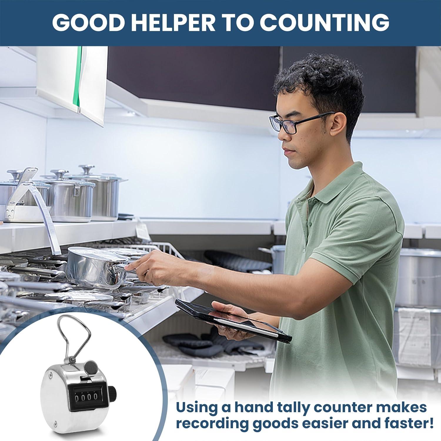 Contador de mano digital AMTAST 9999 dígitos metal plateado