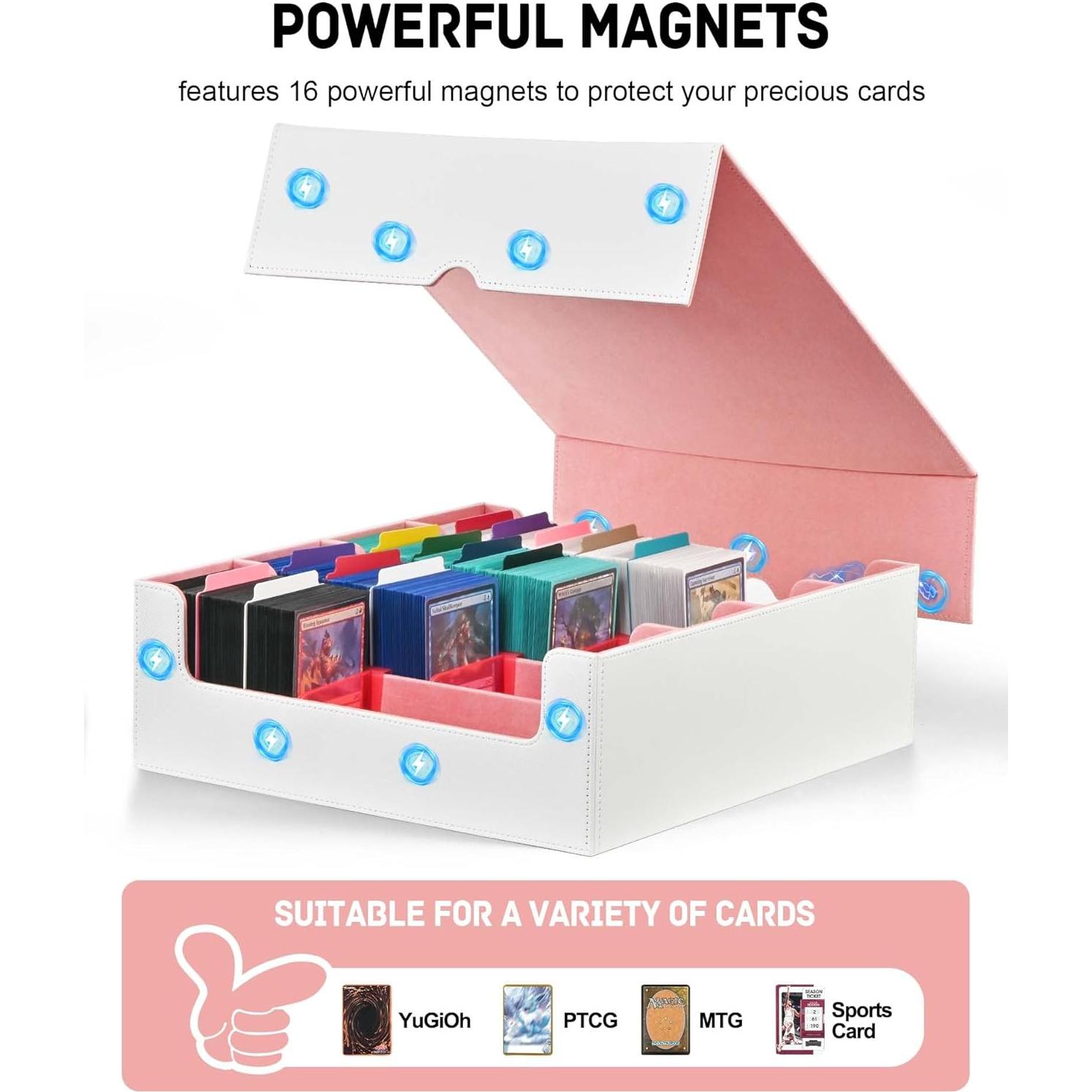 Caja de Almacenamiento ZLCA para 3000+ Cartas TCG - Blanco/Rosa