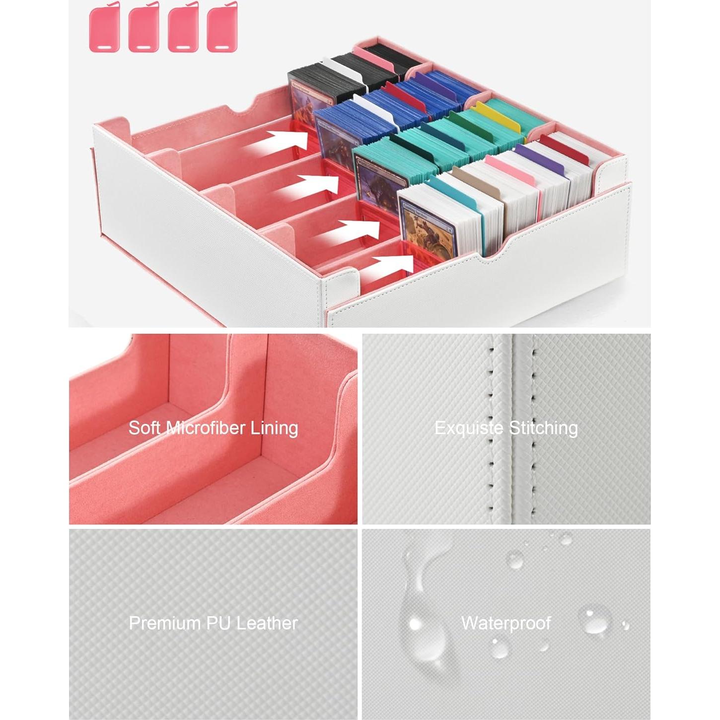 Caja de Almacenamiento ZLCA para 3000+ Cartas TCG - Blanco/Rosa