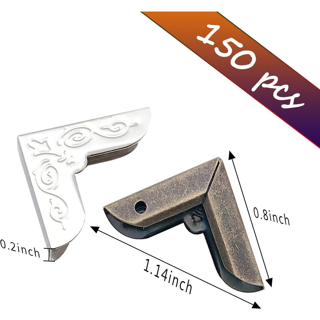 150PCS Protectores de Esquinas de Metal HanyHere - 50 Dorados, 50 Plateados, 50 Bronce