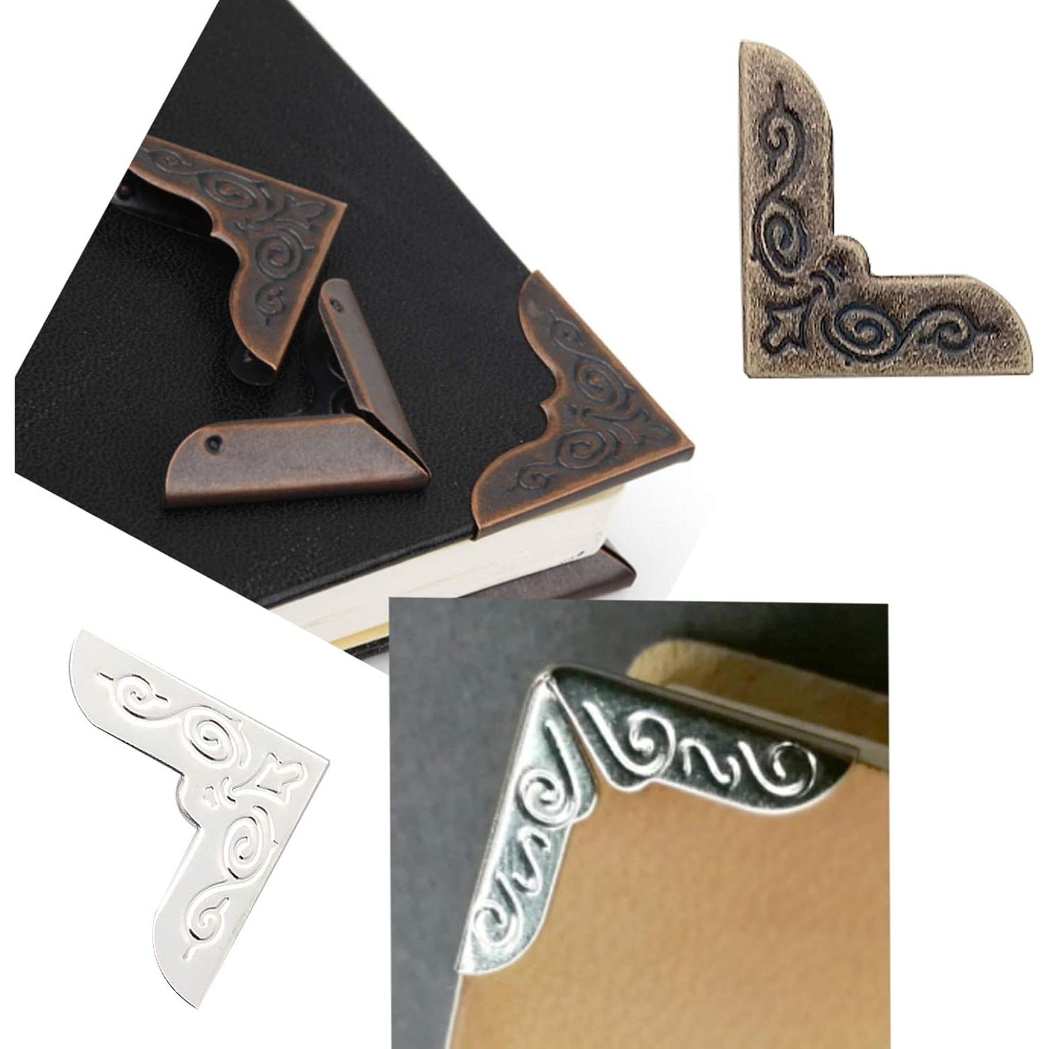 150PCS Protectores de Esquinas de Metal HanyHere - 50 Dorados, 50 Plateados, 50 Bronce