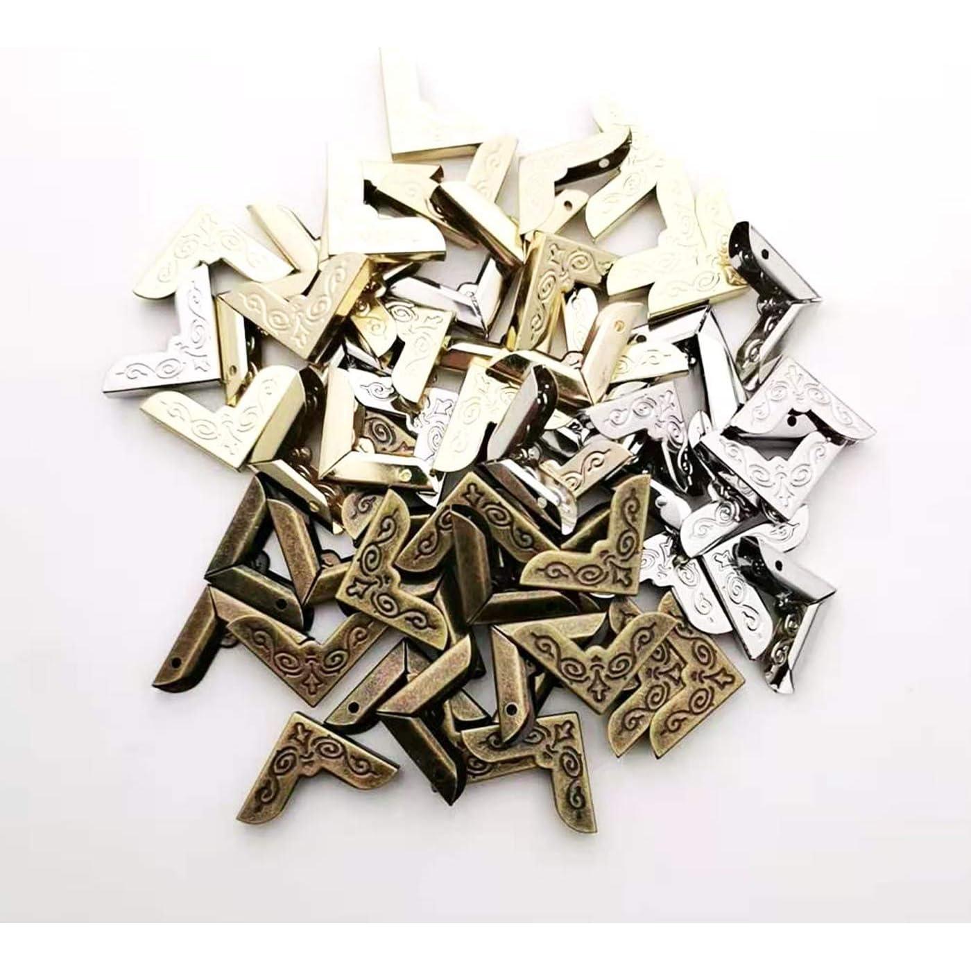 150PCS Protectores de Esquinas de Metal HanyHere - 50 Dorados, 50 Plateados, 50 Bronce