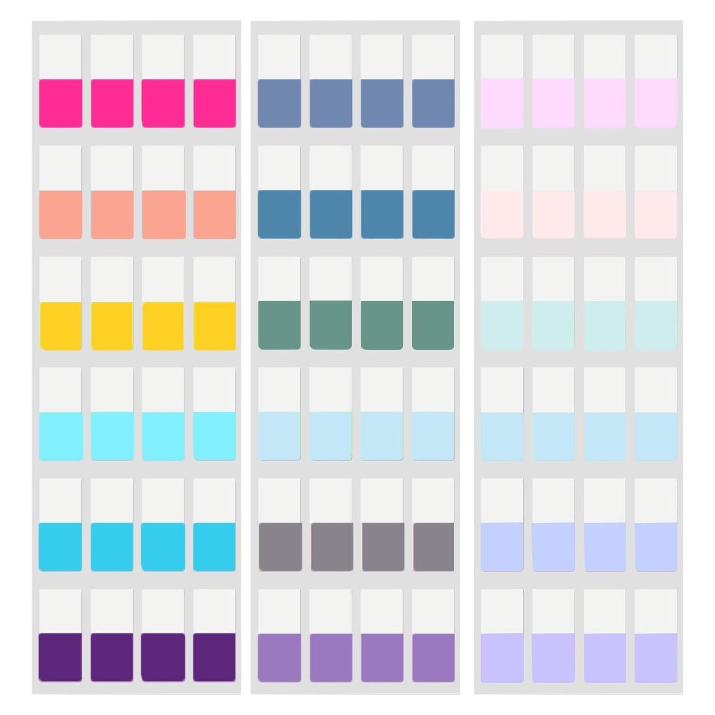 Pestañas Adhesivas de Índice TuNan 720 Piezas 1.27 cm 18 Colores