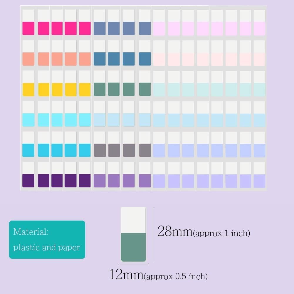 Pestañas Adhesivas de Índice TuNan 720 Piezas 1.27 cm 18 Colores