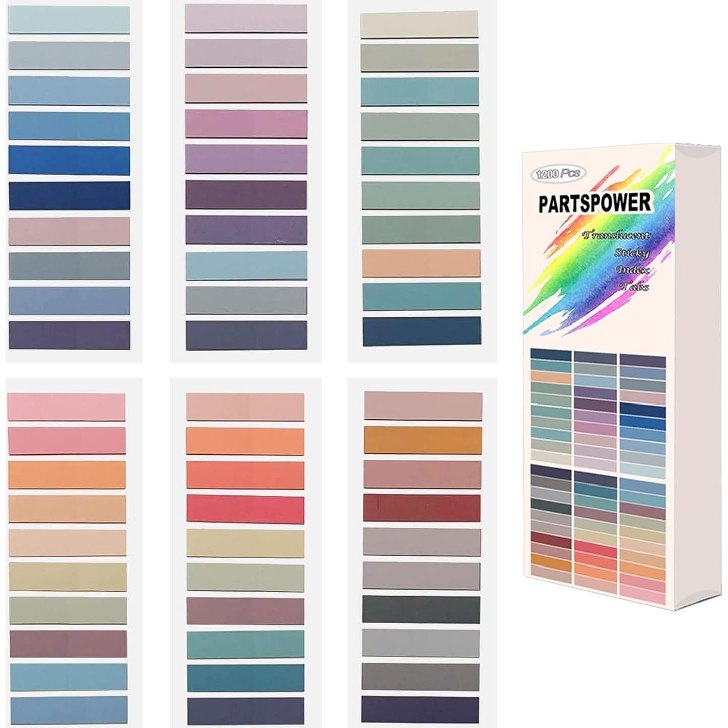 Pestañas Adhesivas Translúcidas PARTSPOWER 1200 Hojas 1.12x4.42cm