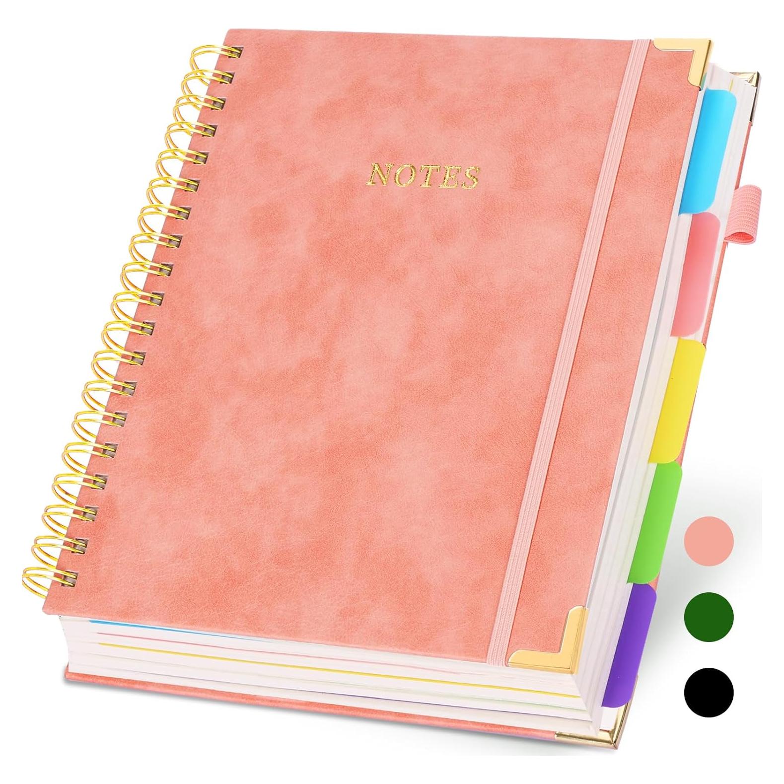 Cuaderno de espiral LABUK tapa dura 300 páginas 5 materias rosa
