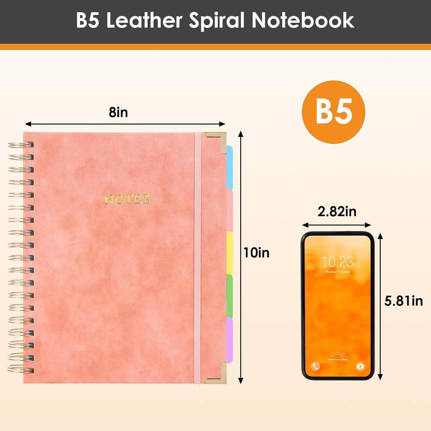 Cuaderno de espiral LABUK tapa dura 300 páginas 5 materias rosa