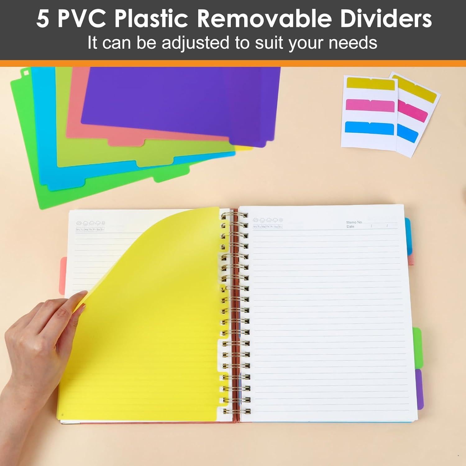 Cuaderno de espiral LABUK tapa dura 300 páginas 5 materias rosa