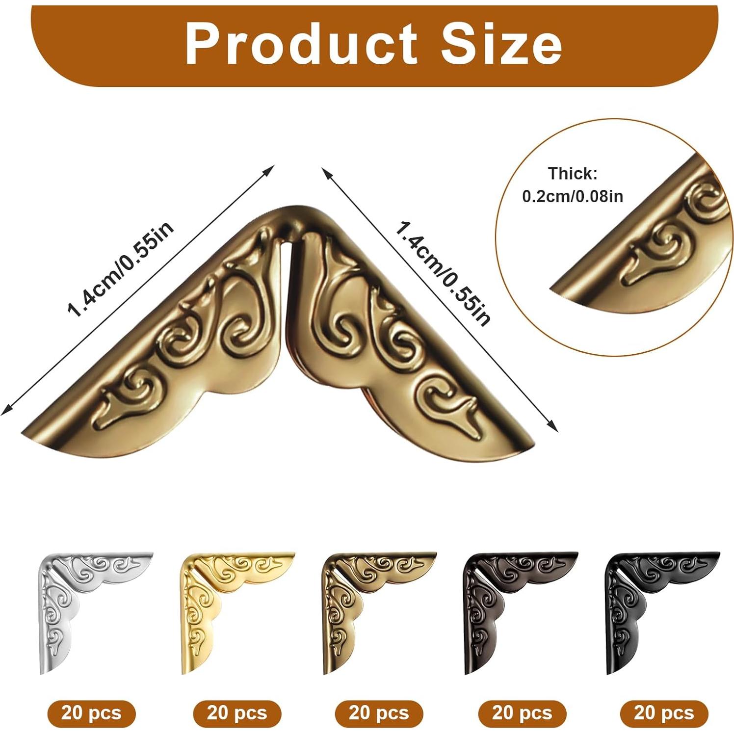 Protector de Esquinas de Metal ZEYIYER 100 Pcs - Dorado, Plateado, Bronce, Negro