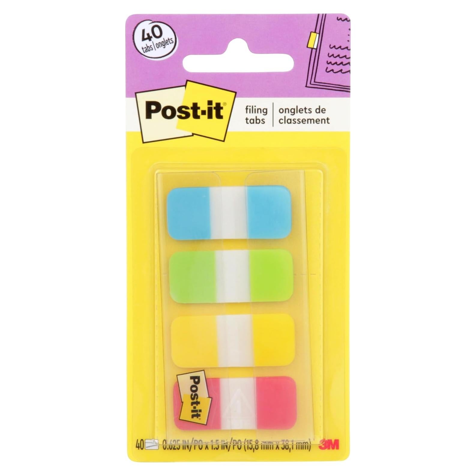 Pestañas Post-it 1.59 cm 40 unidades 4 colores Aqua Lima Amarillo Rojo