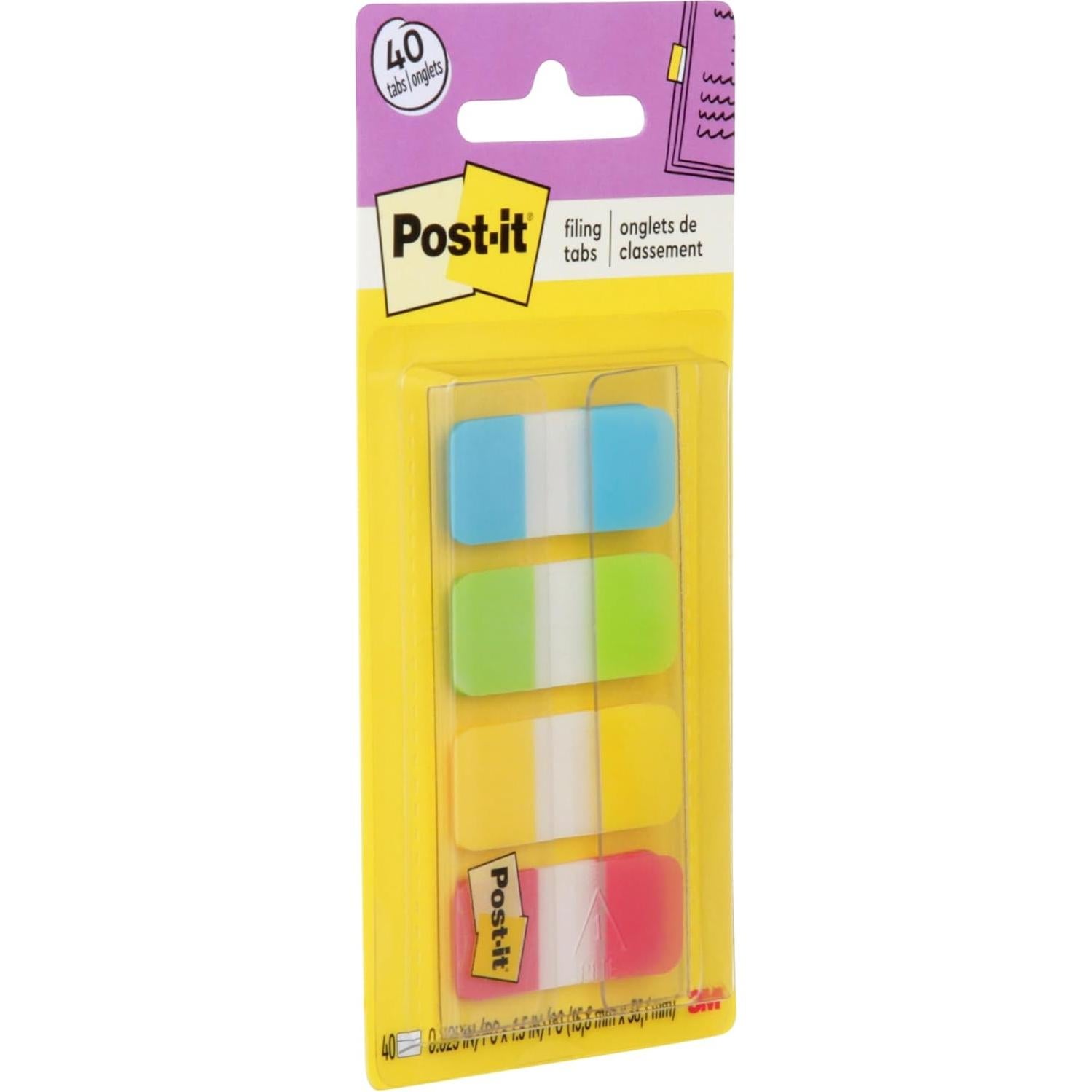 Pestañas Post-it 1.59 cm 40 unidades 4 colores Aqua Lima Amarillo Rojo