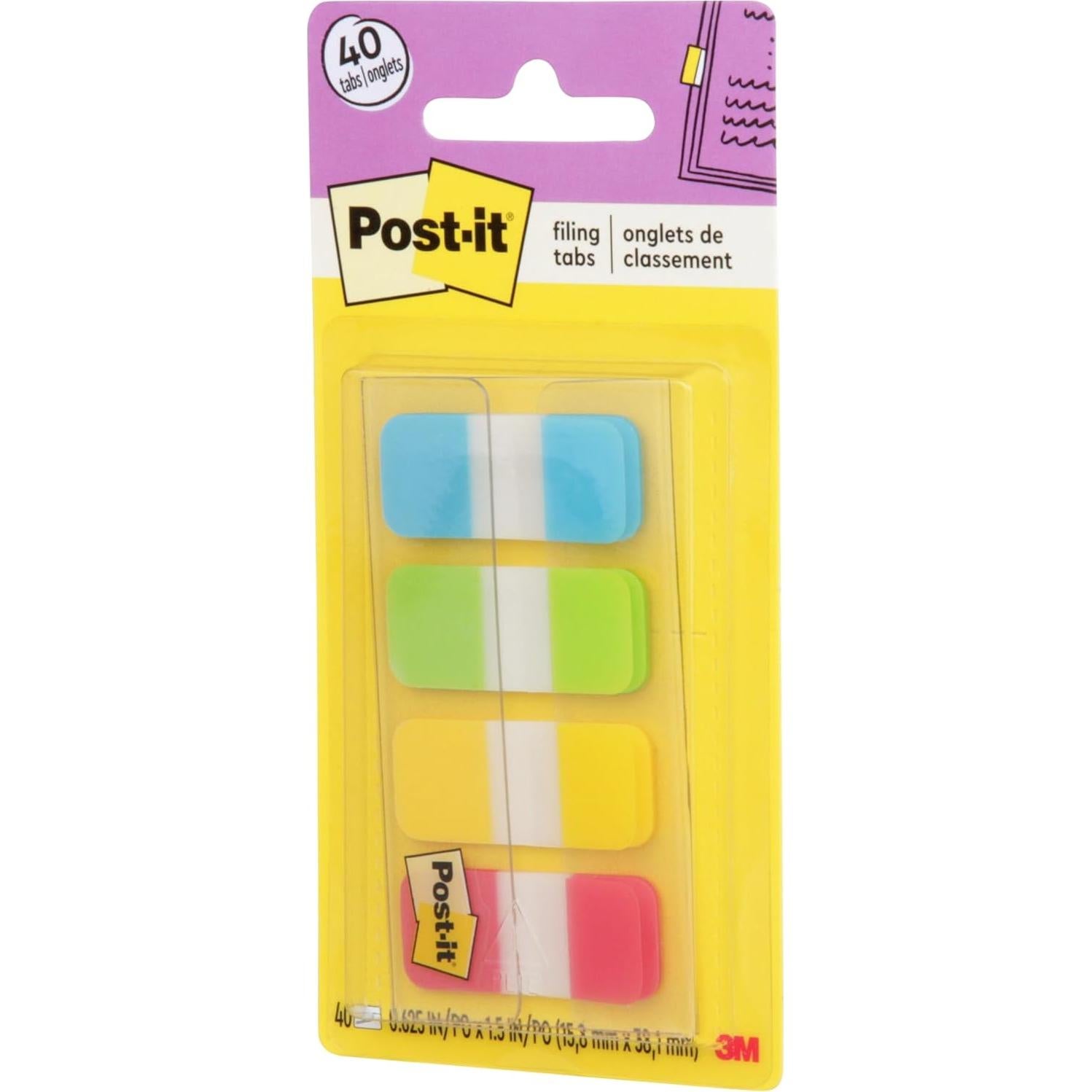 Pestañas Post-it 1.59 cm 40 unidades 4 colores Aqua Lima Amarillo Rojo