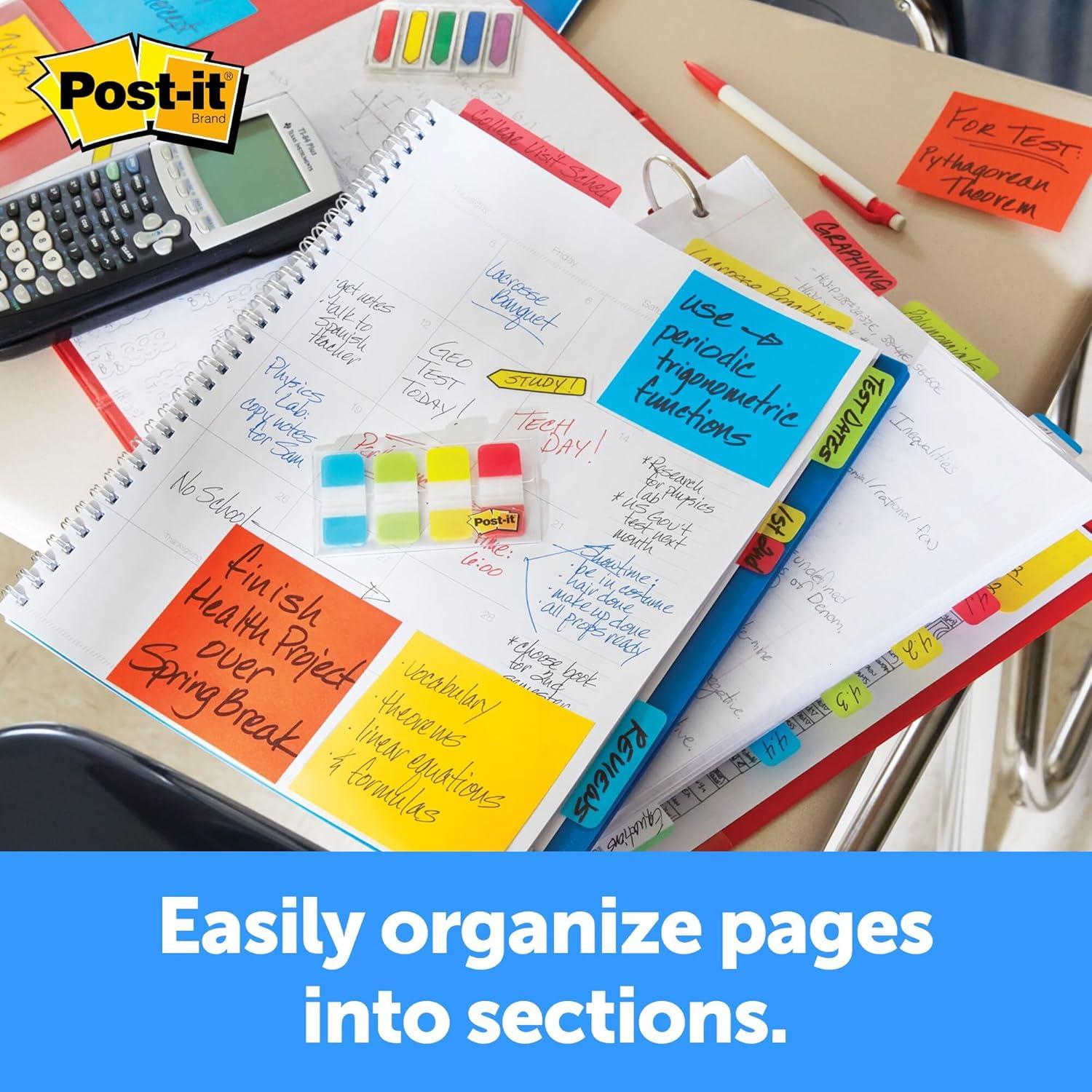 Pestañas Post-it 1.59 cm 40 unidades 4 colores Aqua Lima Amarillo Rojo