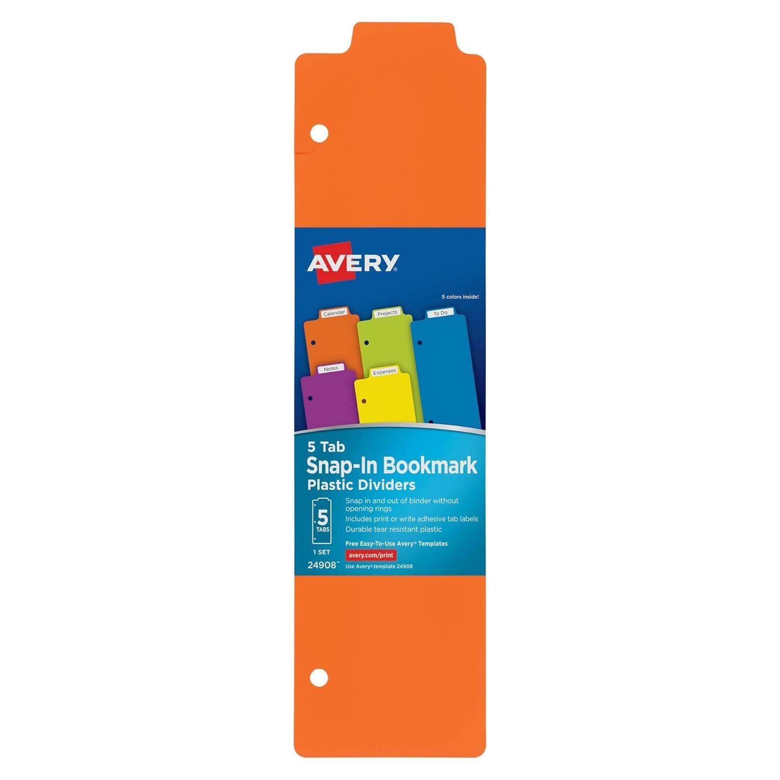 Separadores de Marcador Plástico Avery 5 Pestañas Multicolor