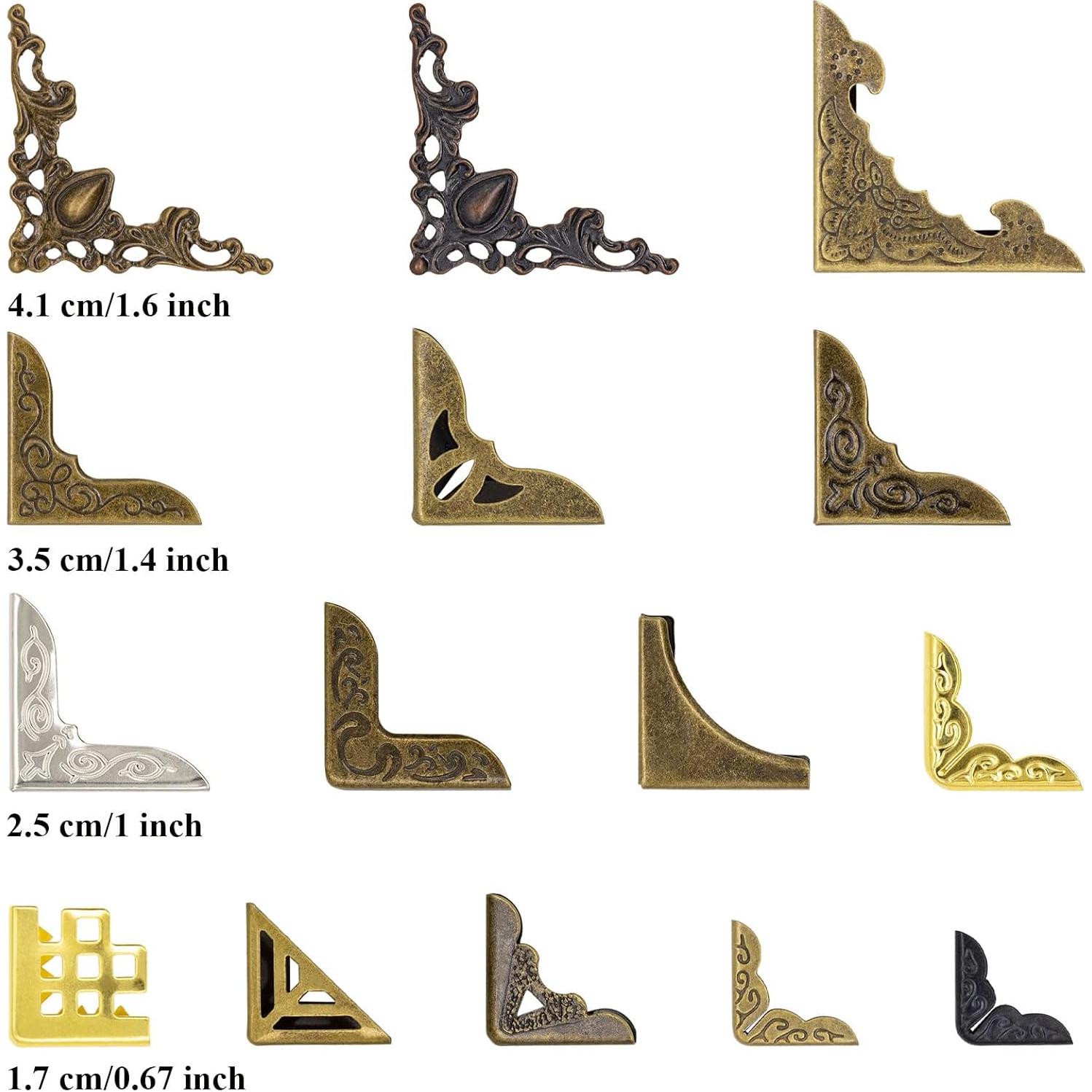 60 Protectores de Esquina de Metal Vintage para Libros y Scrapbooking