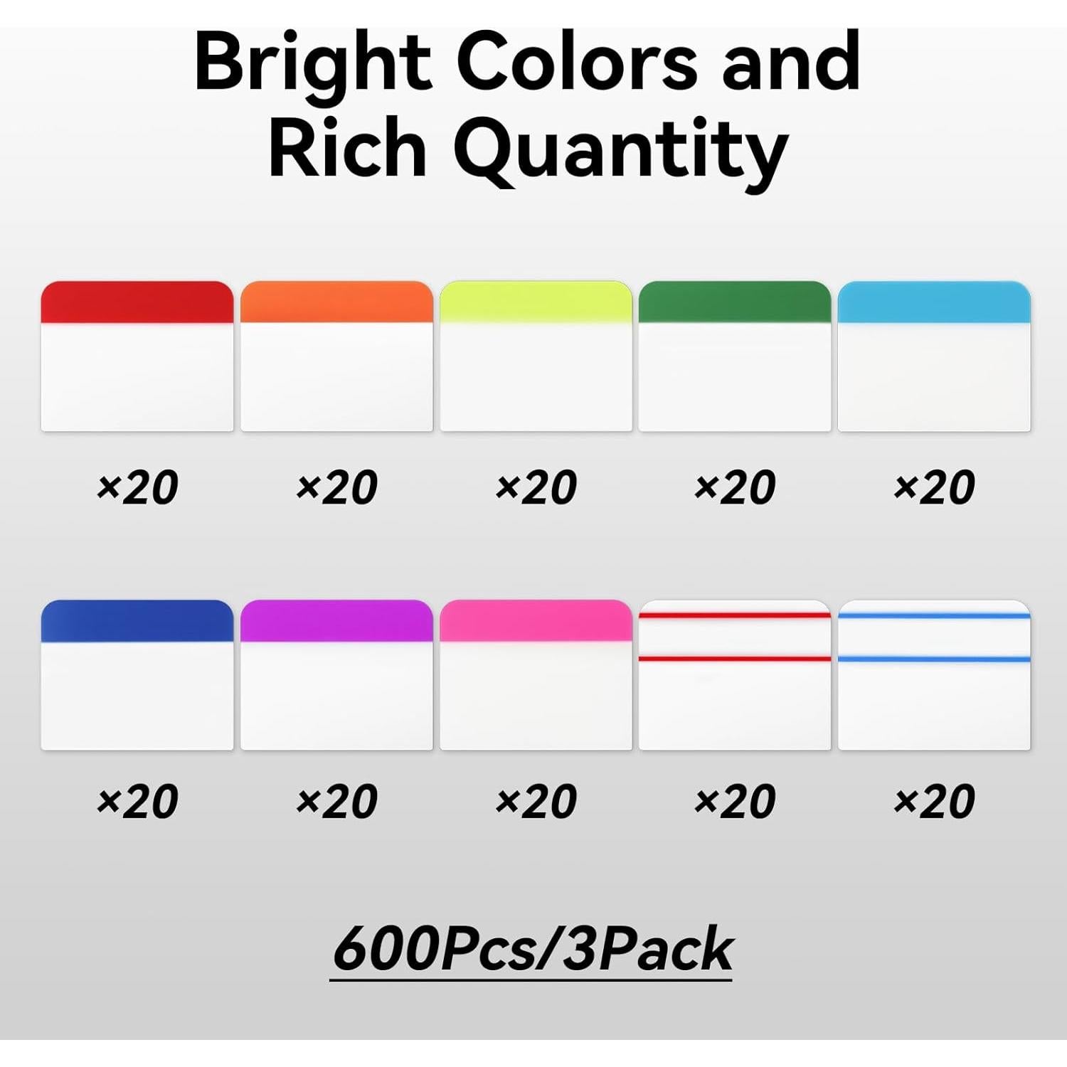 600 Piezas Pestañas Adhesivas Tecreddy 5.08 cm Multicolor