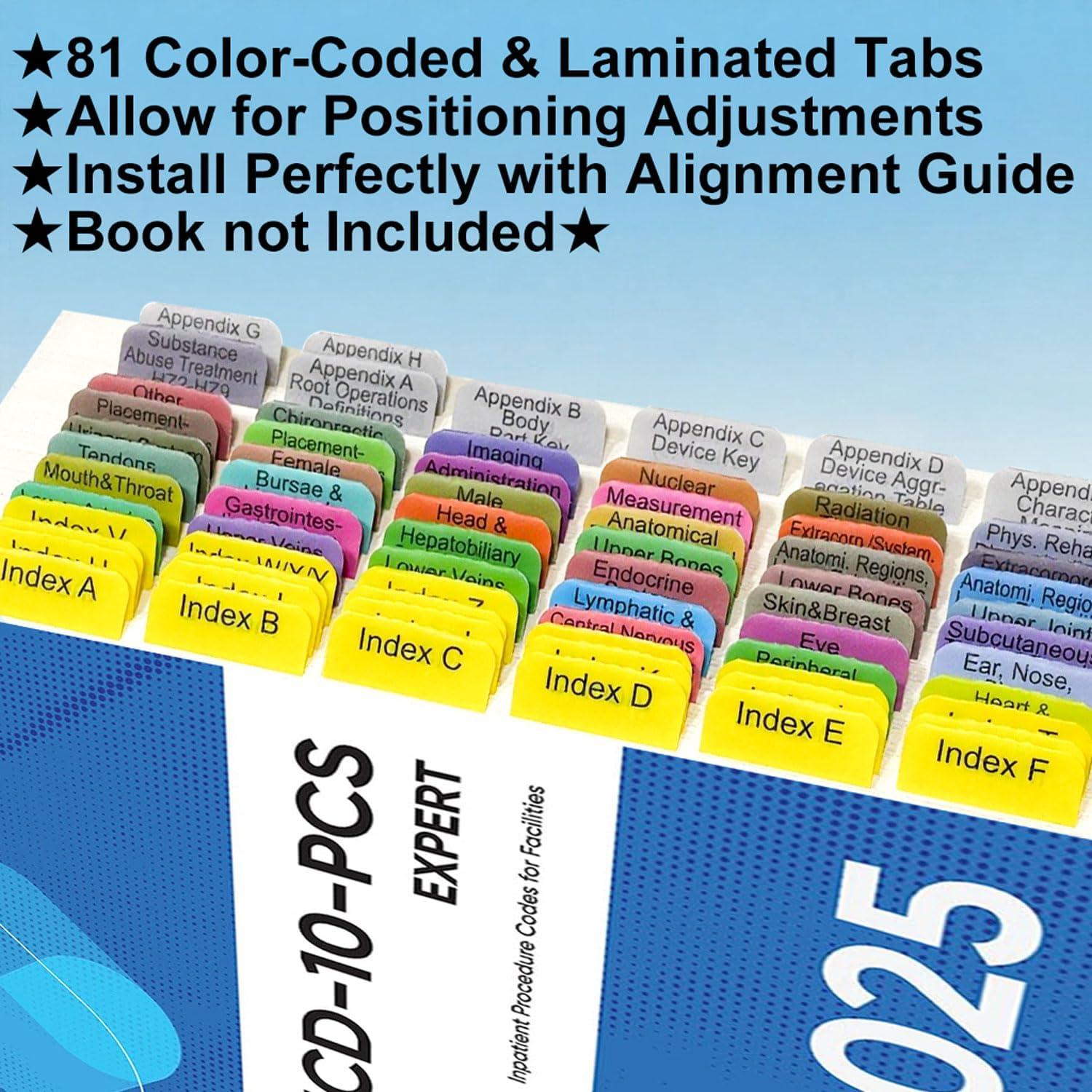 Pestañas Índice TINGYI para ICD-10-PCS 2025 - 84 Pestañas PVC