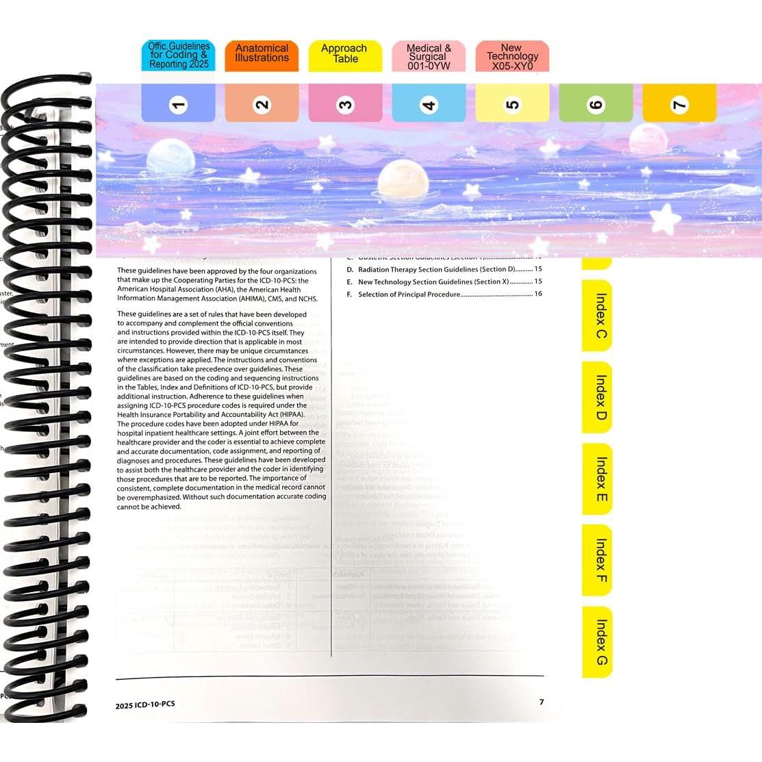 Pestañas Índice TINGYI para ICD-10-PCS 2025 - 84 Pestañas PVC