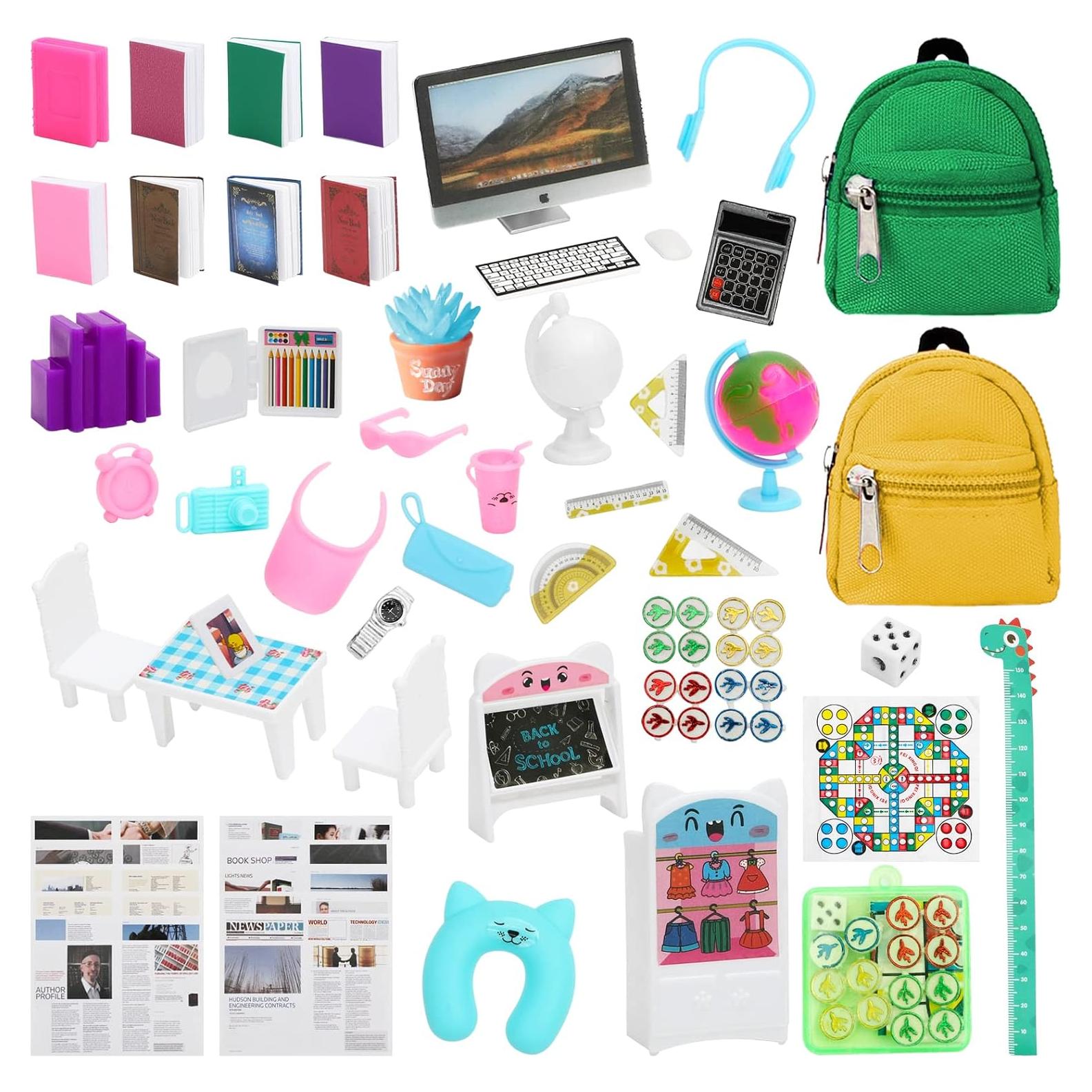 SOTOGO 46 Piezas Accesorios Escuela Casa Muñecas Miniatura