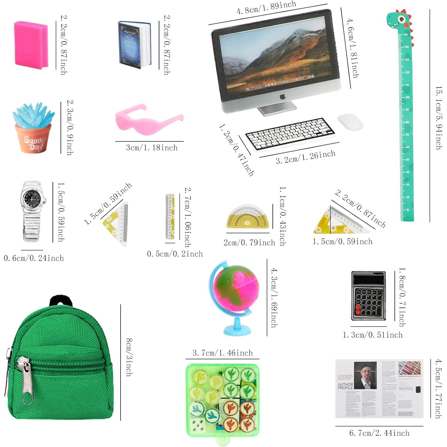 SOTOGO 46 Piezas Accesorios Escuela Casa Muñecas Miniatura