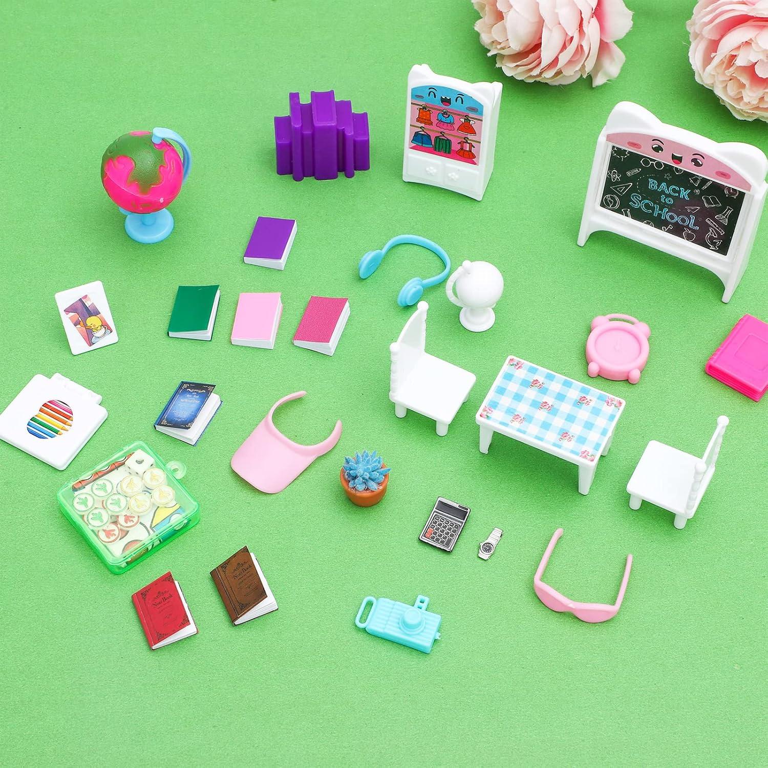 SOTOGO 46 Piezas Accesorios Escuela Casa Muñecas Miniatura