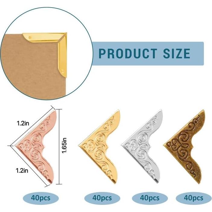 160 Protectores de Esquinas de Libros Metal Genérico 4 Colores