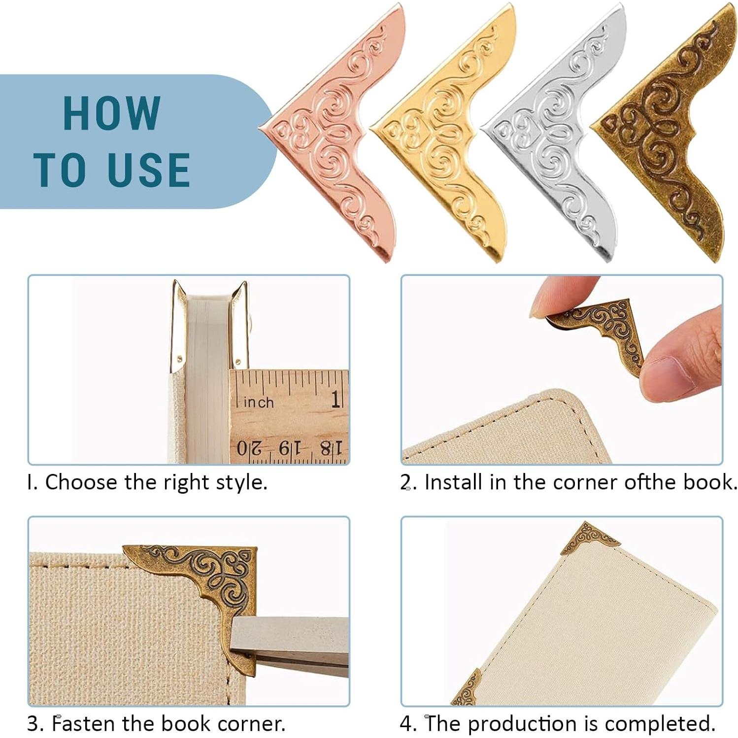 160 Protectores de Esquinas de Libros Metal Genérico 4 Colores