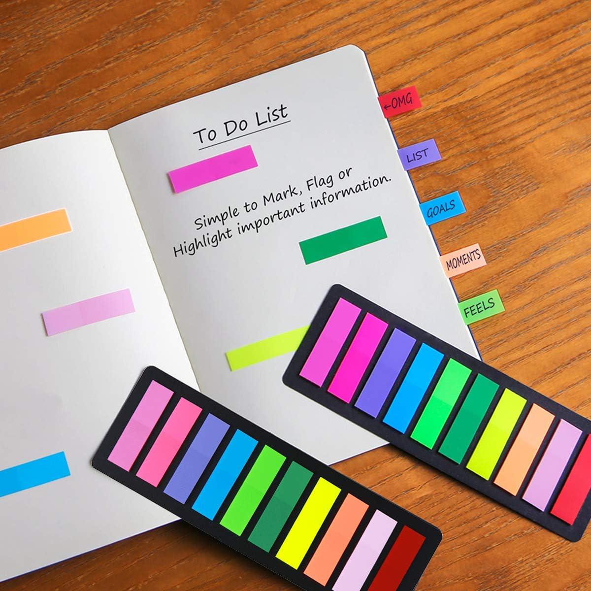 Pestañas Adhesivas KICNIC 750 Piezas 1.19x4.5cm Colores Neón