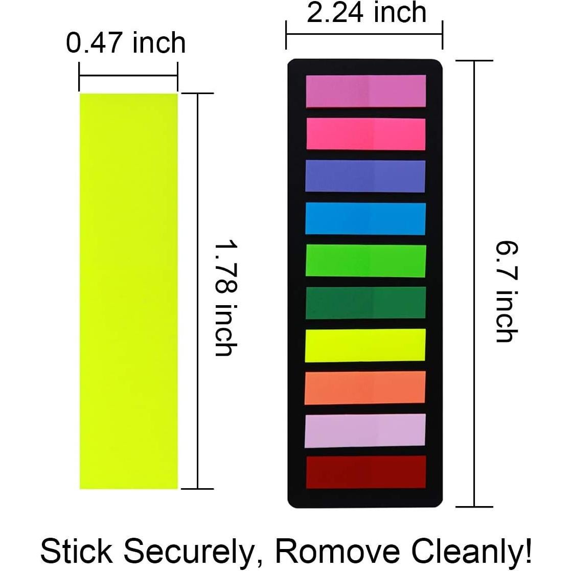 Pestañas Adhesivas KICNIC 750 Piezas 1.19x4.5cm Colores Neón