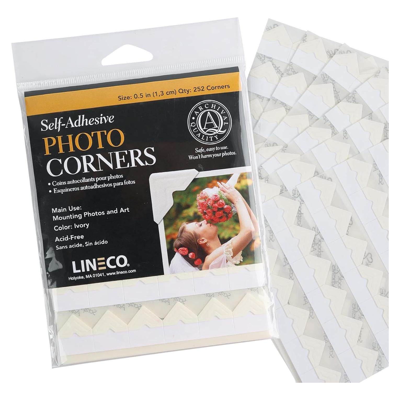 Esquinas autoadhesivas para fotos Lineco marfil 1.27 cm 252 unidades