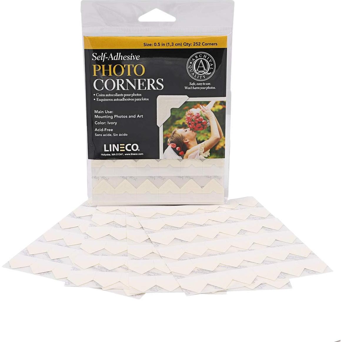 Esquinas autoadhesivas para fotos Lineco marfil 1.27 cm 252 unidades