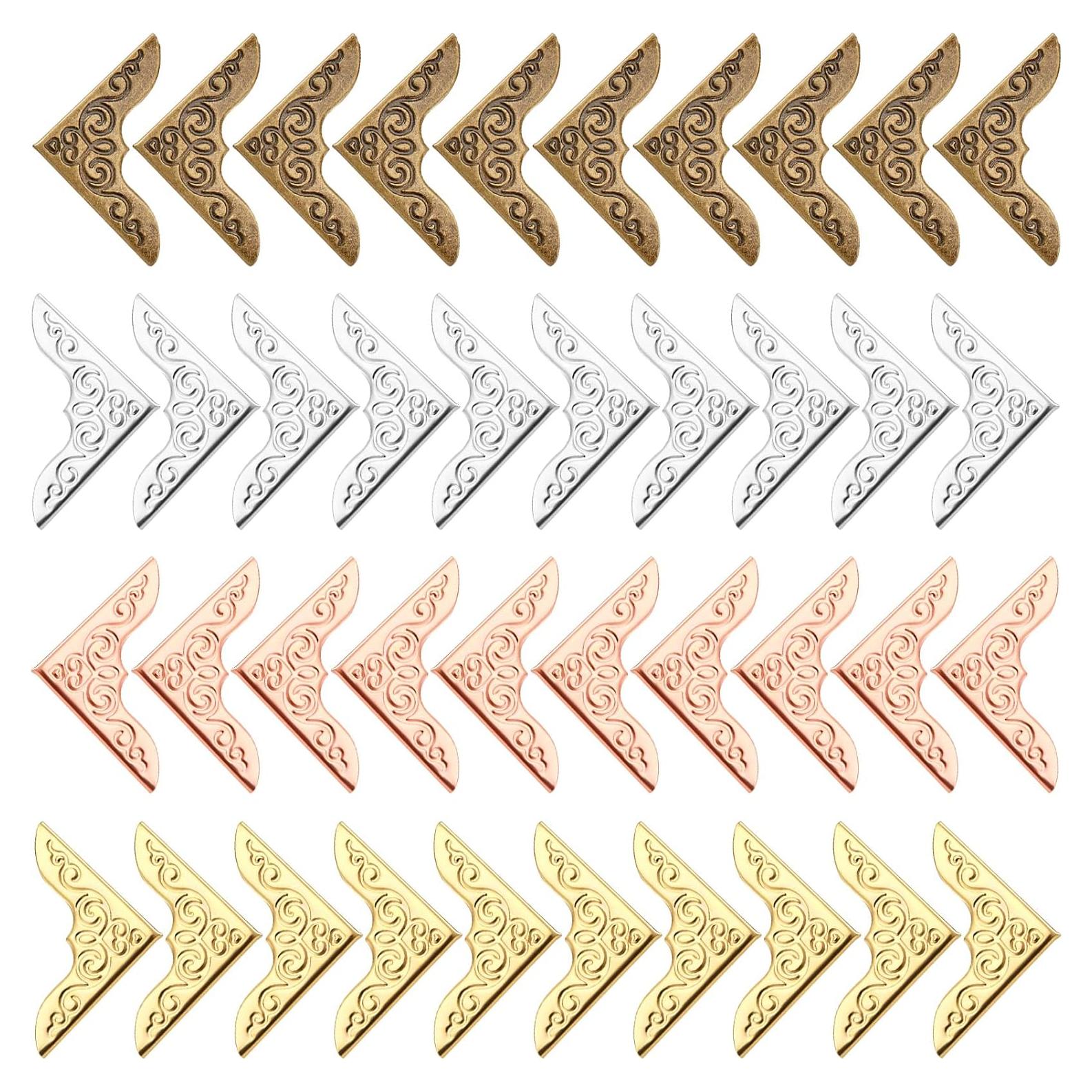 Protector de Esquinas de Libro Zhengmy 160 Piezas Metal Vintage