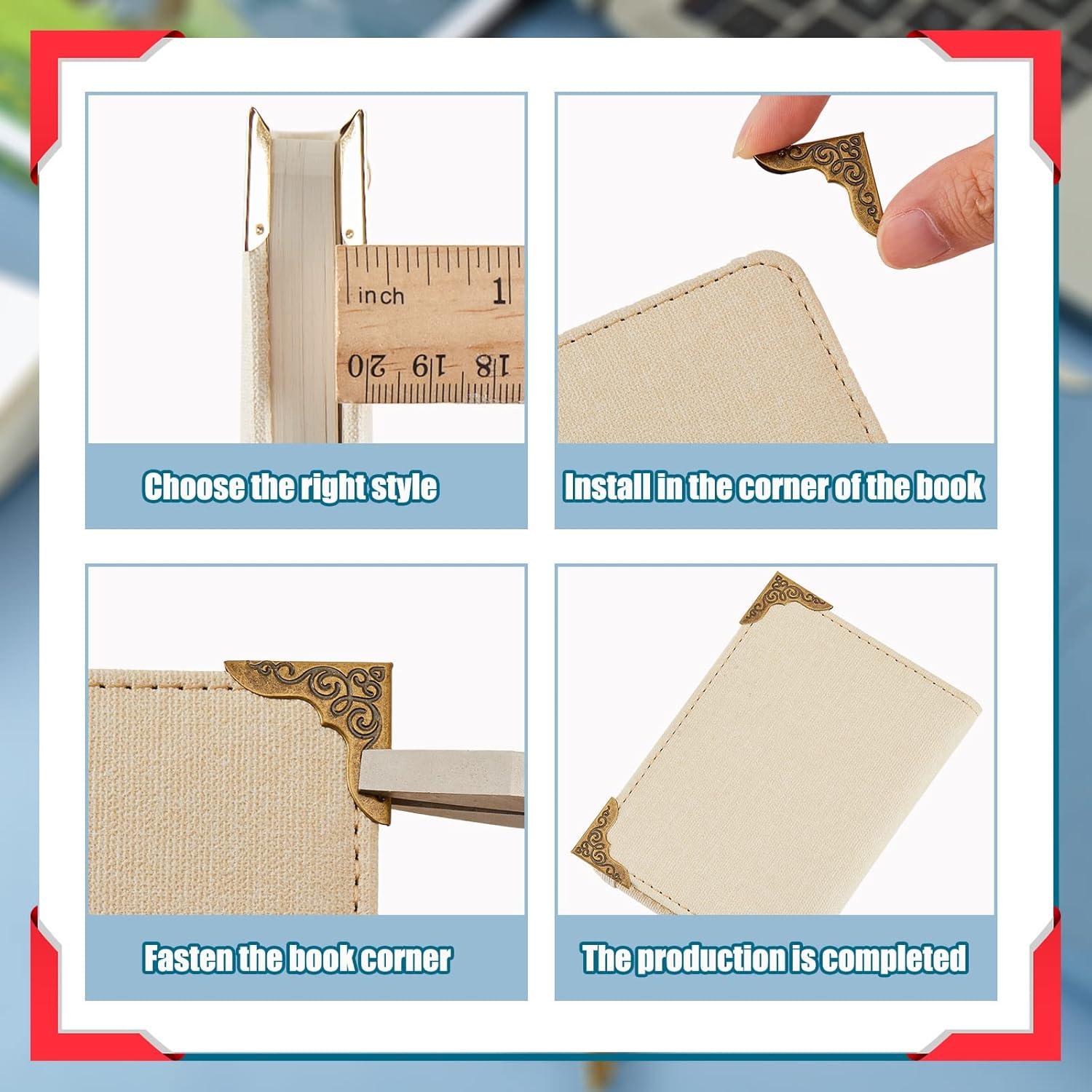 Protector de Esquinas de Libro Zhengmy 160 Piezas Metal Vintage