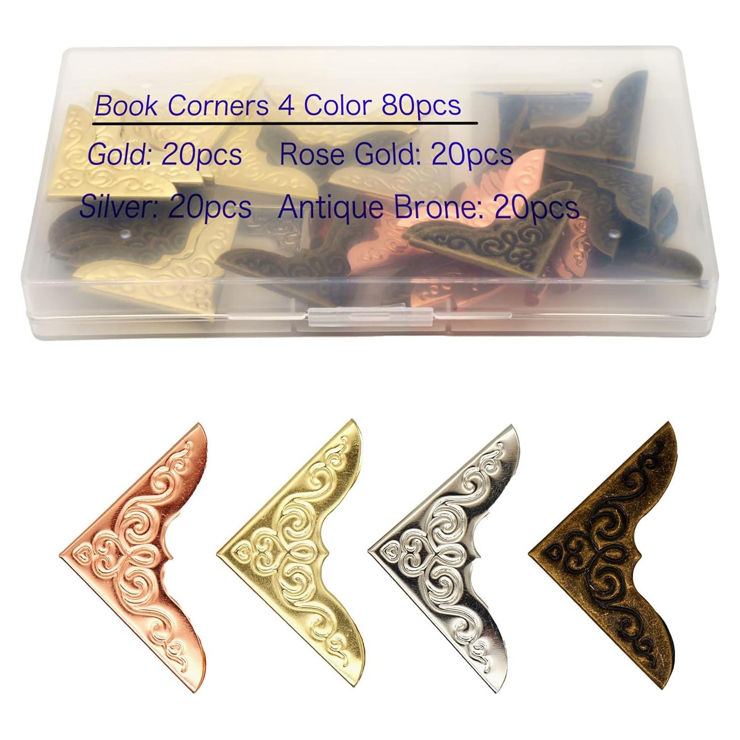 Esquinas de Libro de Metal CATOSUM 80 Pcs Decorativas