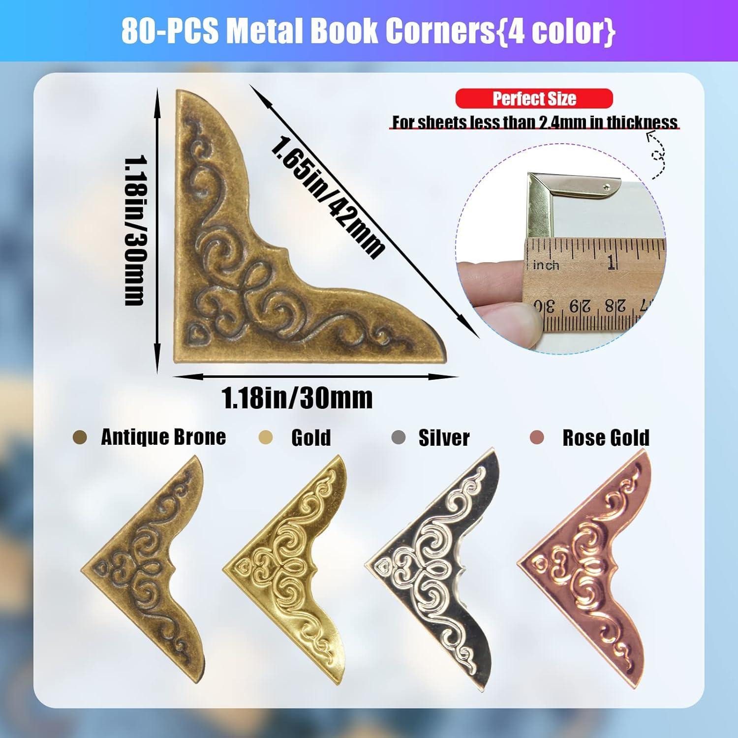 Esquinas de Libro de Metal CATOSUM 80 Pcs Decorativas