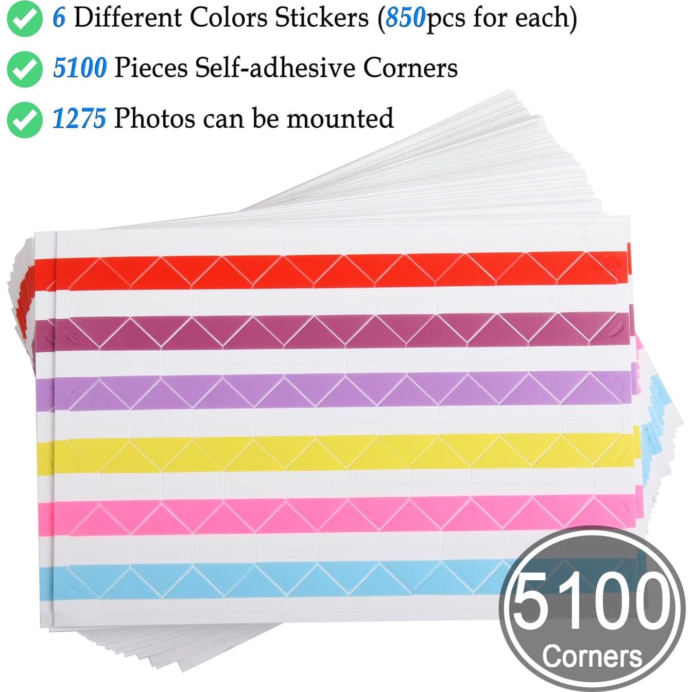 Esquinas de Foto Autoadhesivas ADVcer 5100 Piezas 6 Colores
