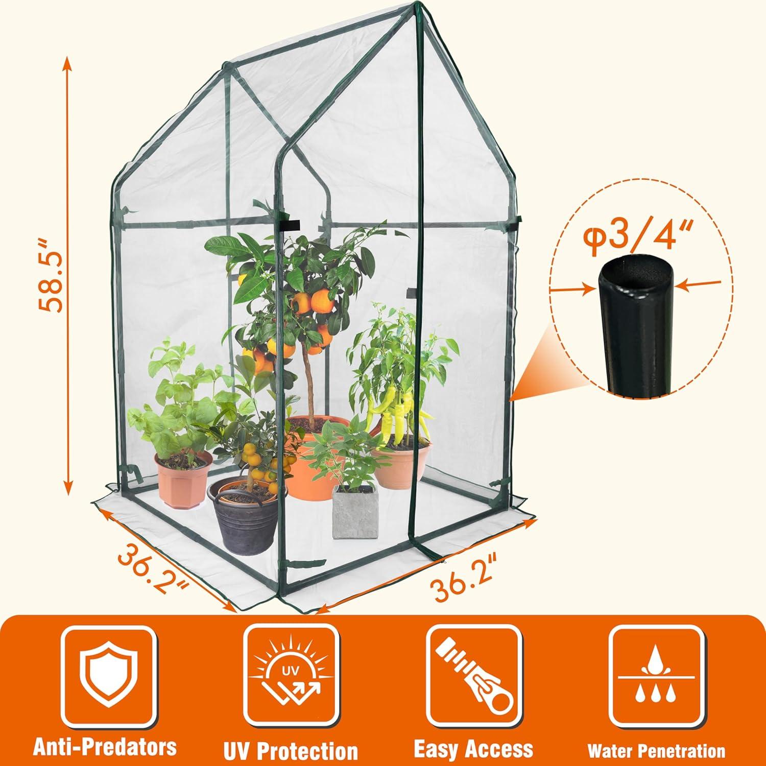 Invernadero Mini Gardzen Portátil 91.4x91.4x151.1 cm con Malla