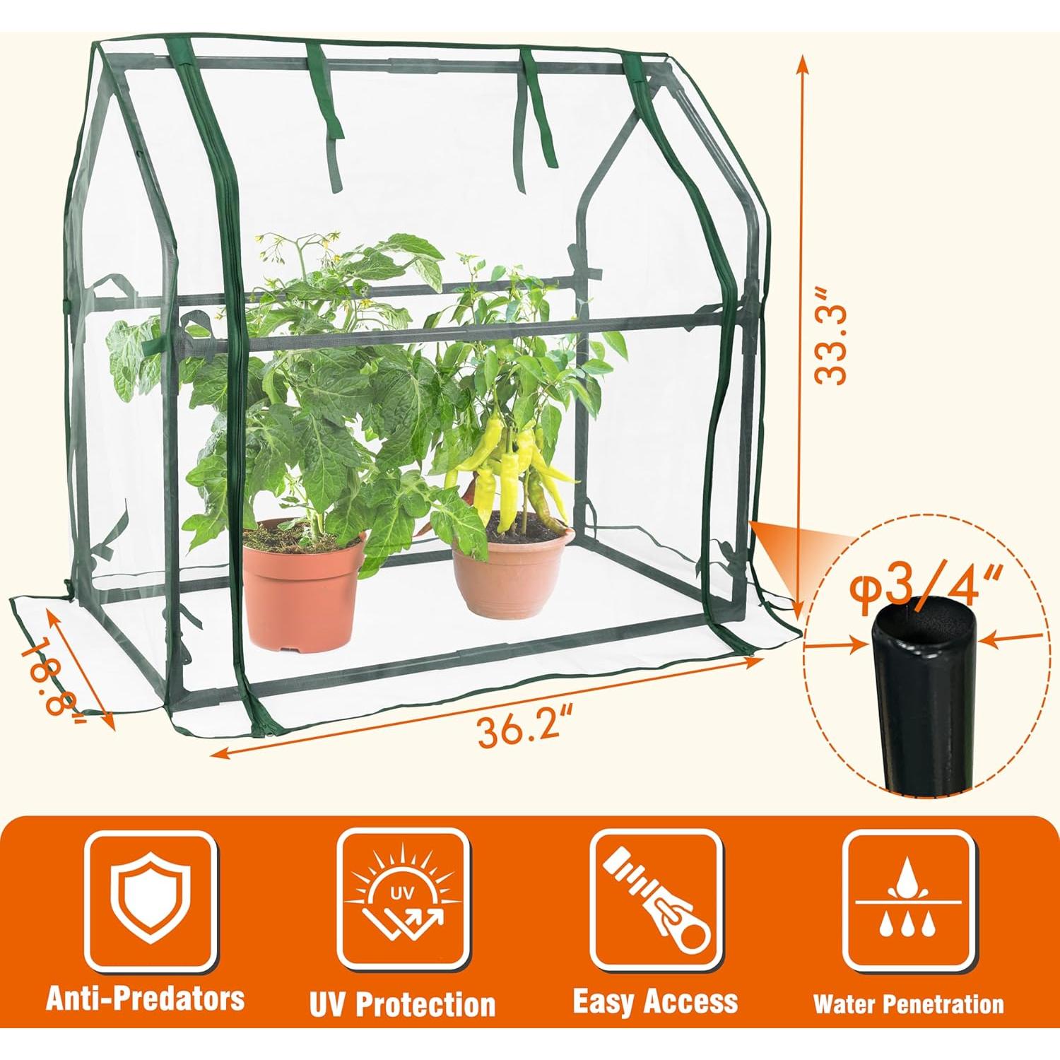 Invernadero Mini Gardzen 92x48x85 cm con Cubierta de Malla