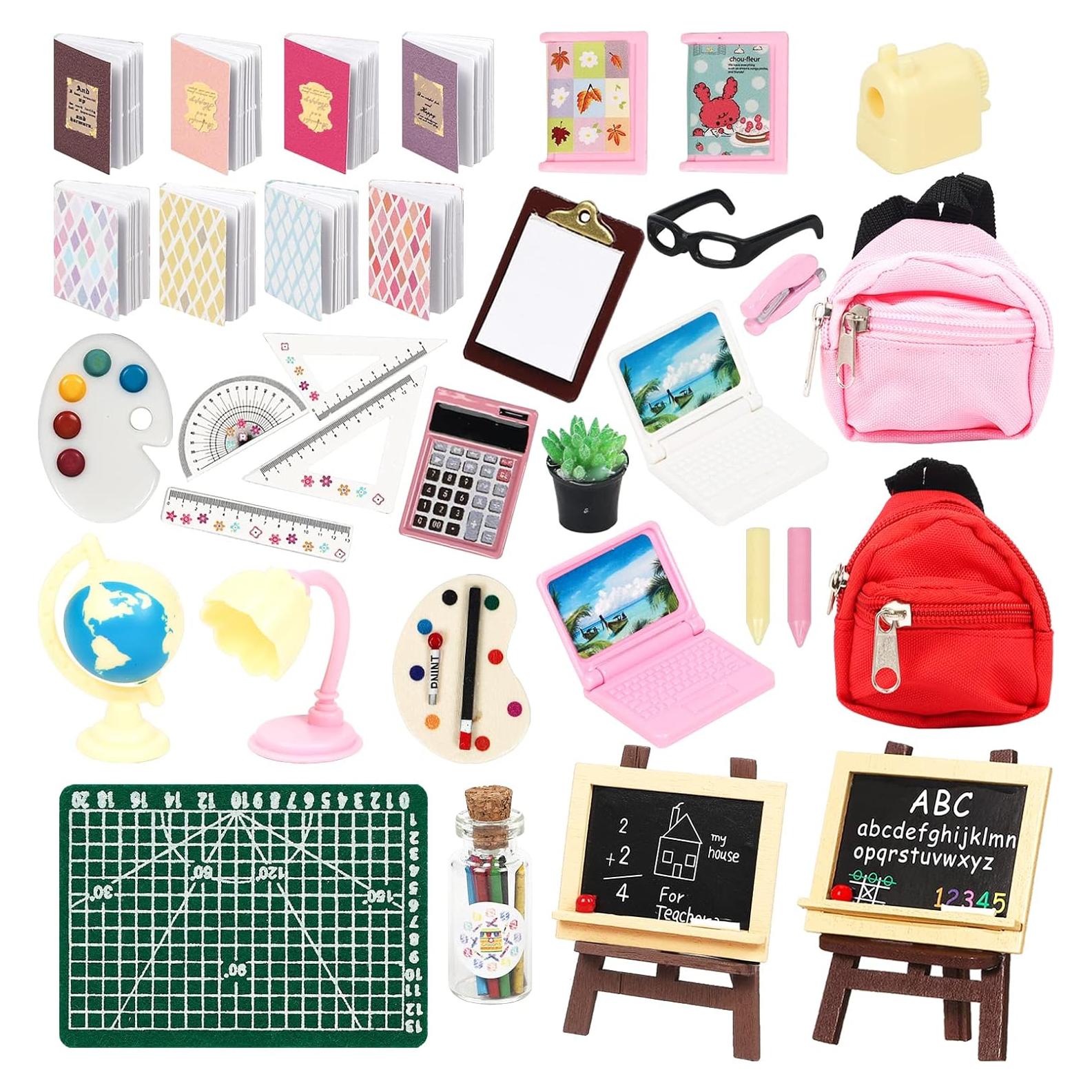 SOTOGO 34 Piezas Accesorios Escuela Muñecas Miniatura