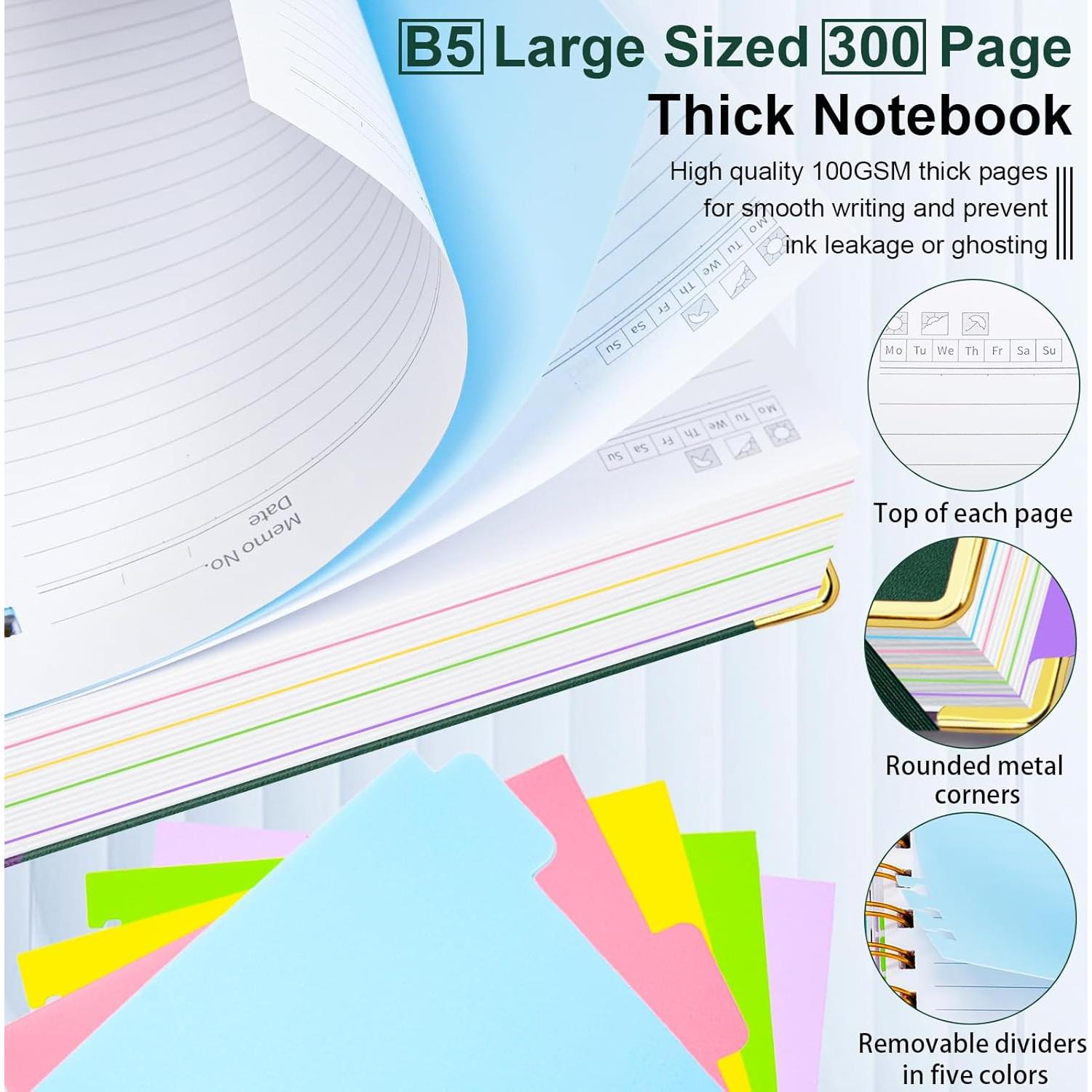 Cuaderno Espiral Tapa Dura GDGDSY B5 300 Páginas Verde